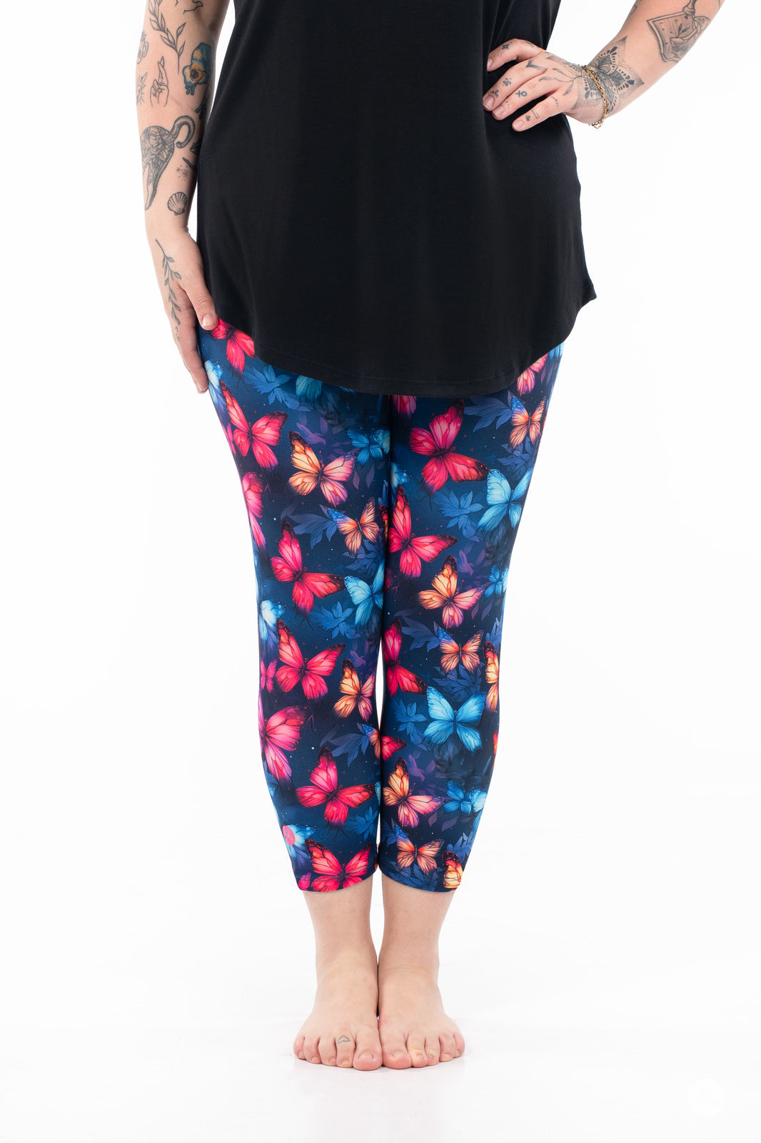 Moonlit Butterflies Cropped Top - Women's Fashion Boho Chic Blouse for Summer & Festivals | Perfect for Music Festivals, Beach Outings & Casual Wear