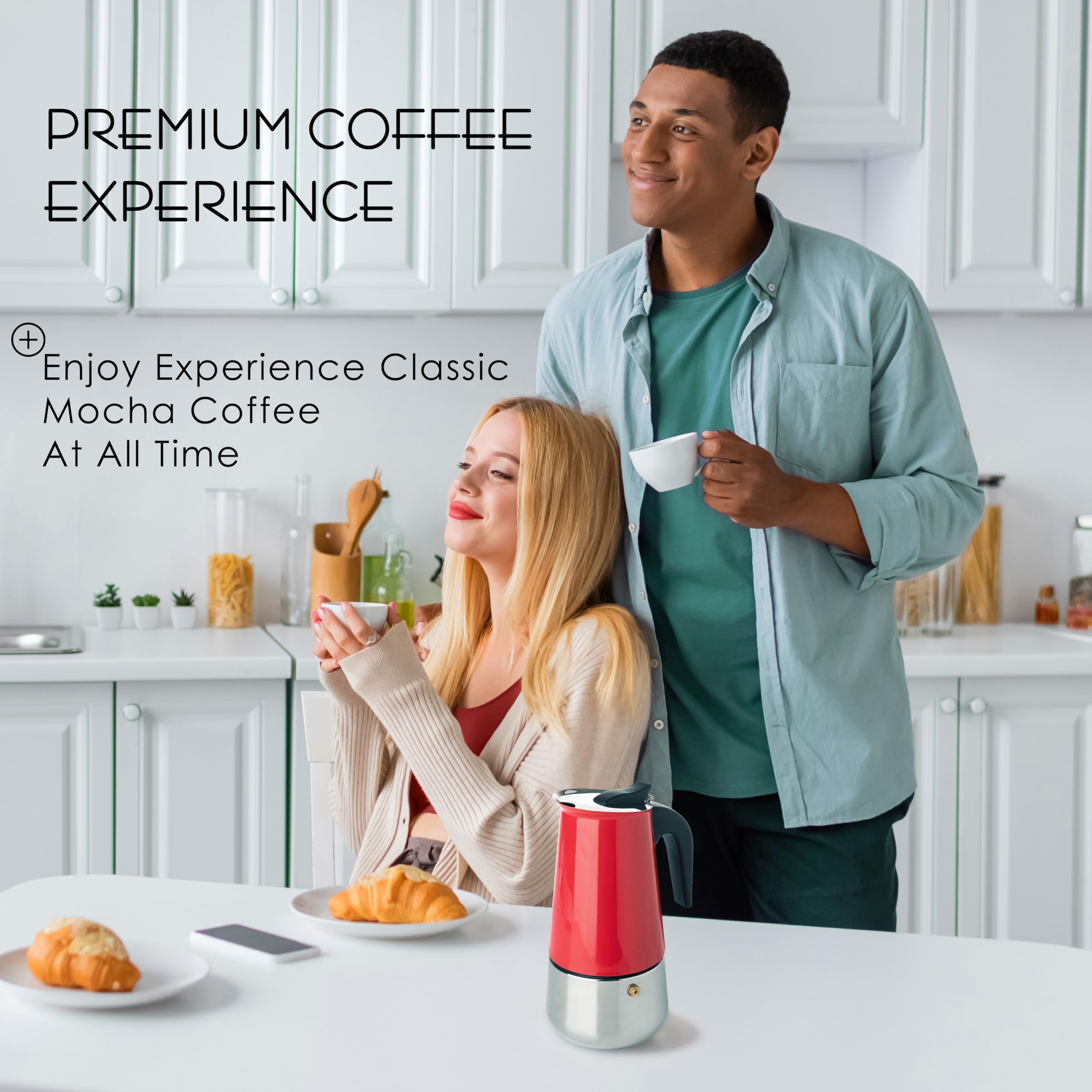 Mixpresso 6 Cup Stovetop Espresso Maker - Stainless Steel Moka Pot for Camping & Home Brewing