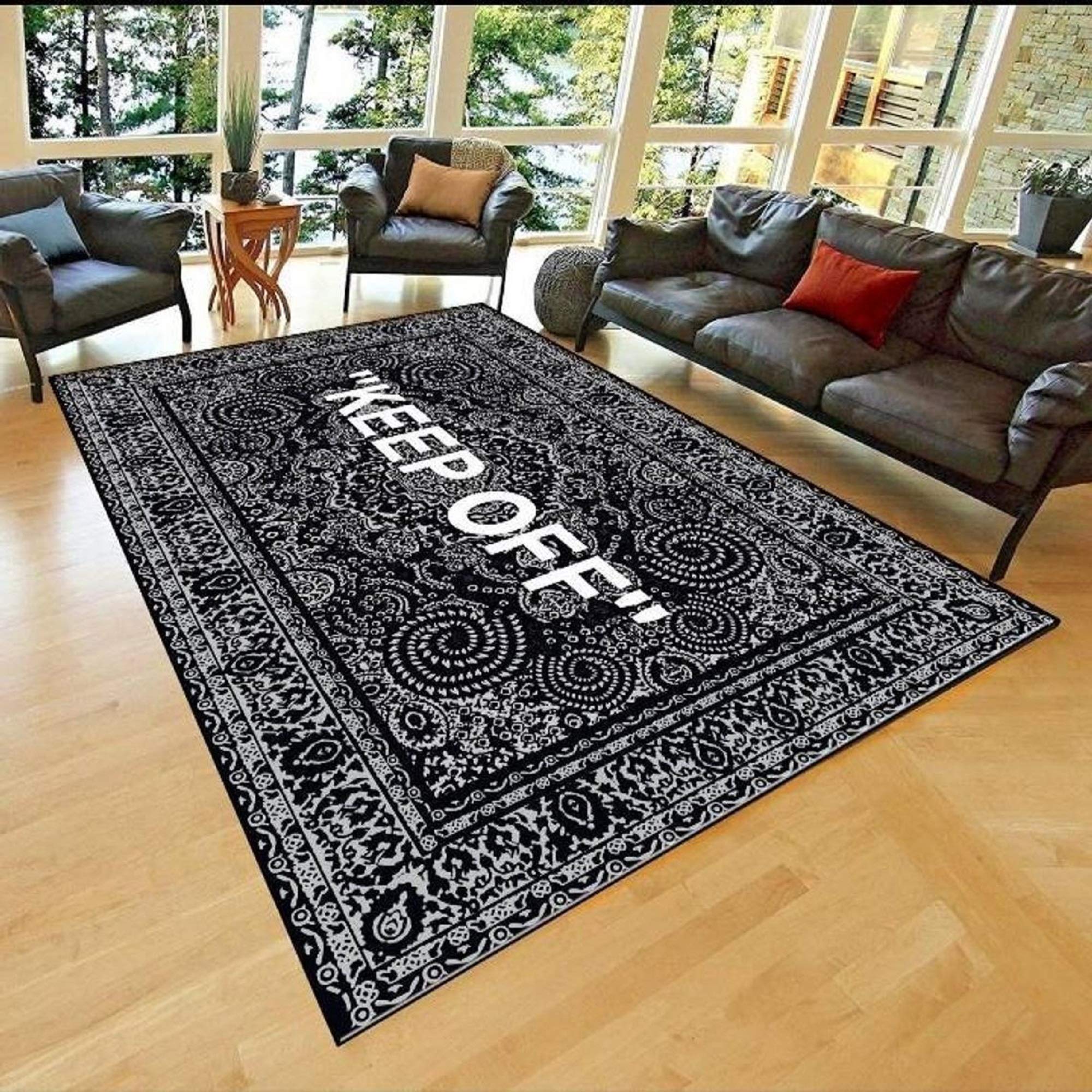 Keep Off Rug - Modern Non-Slip Area Carpet for Living Room, Bedroom & Home Decor (63”x90”/160x230cm) - Soft Themed Floor Mat for Pets, Kids & High Traffic Areas
