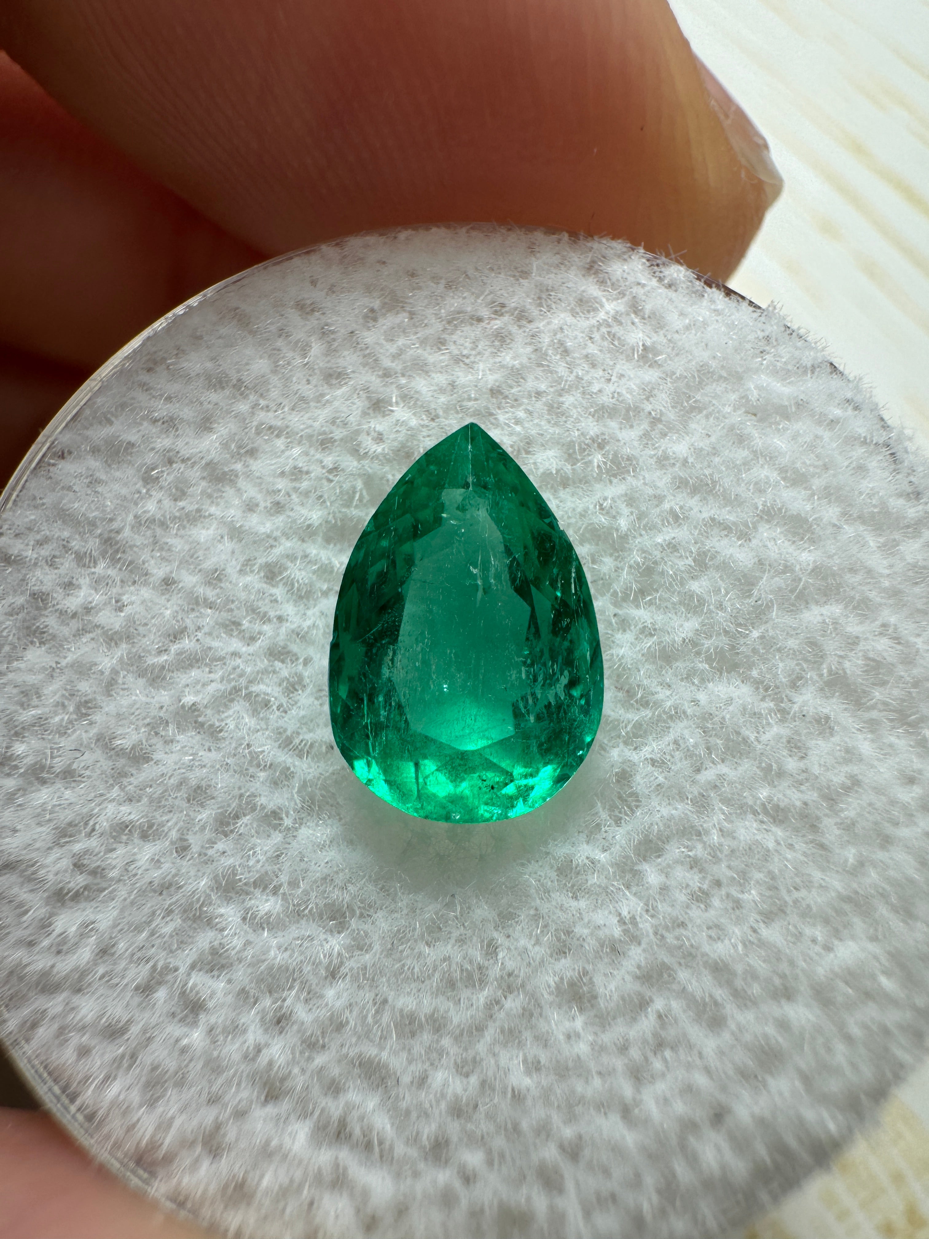 1.80 Carat Chunky Bluish Green Natural Loose Colombian Emerald Pear Cut Gemstone for Jewelry Making, Engagement Rings & Luxury Gifts