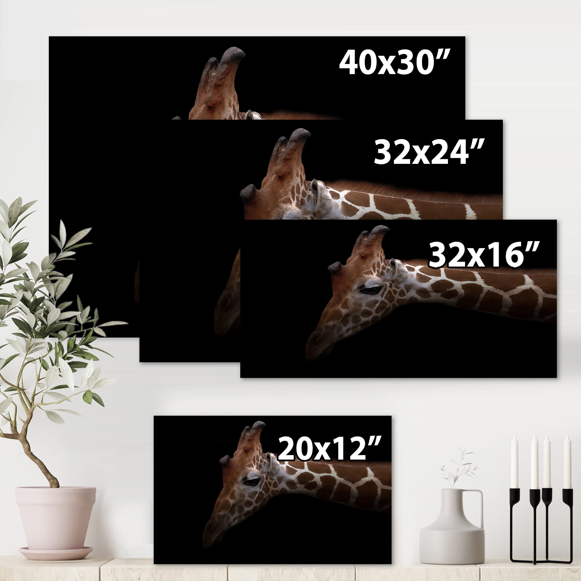 Giraffe Portrait IV - Farmhouse Canvas Wall Art Decor for Living Room, Bedroom & Office - Modern Animal Print Home Decor