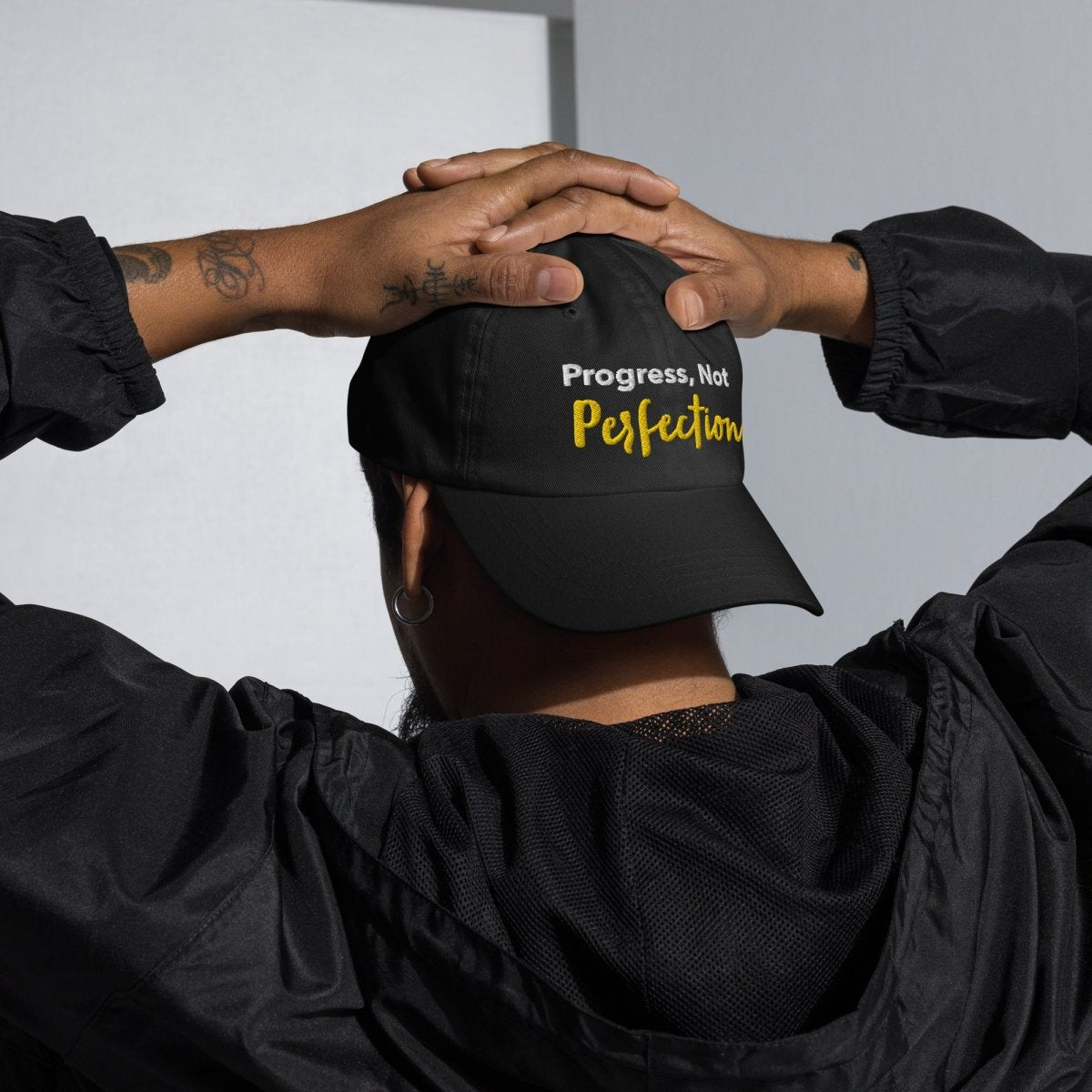 Progress Not Perfection Embroidered Dad Hat - Adjustable Cotton Baseball Cap for Men & Women - Perfect for Outdoor Activities, Sports & Casual Wear