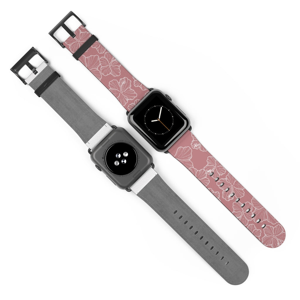 Premium Hibiscus Mauve Apple Watch Band - Soft Silicone Strap for Women & Men - Compatible with All Apple Watch Models - Perfect for Workouts, Running & Everyday Wear