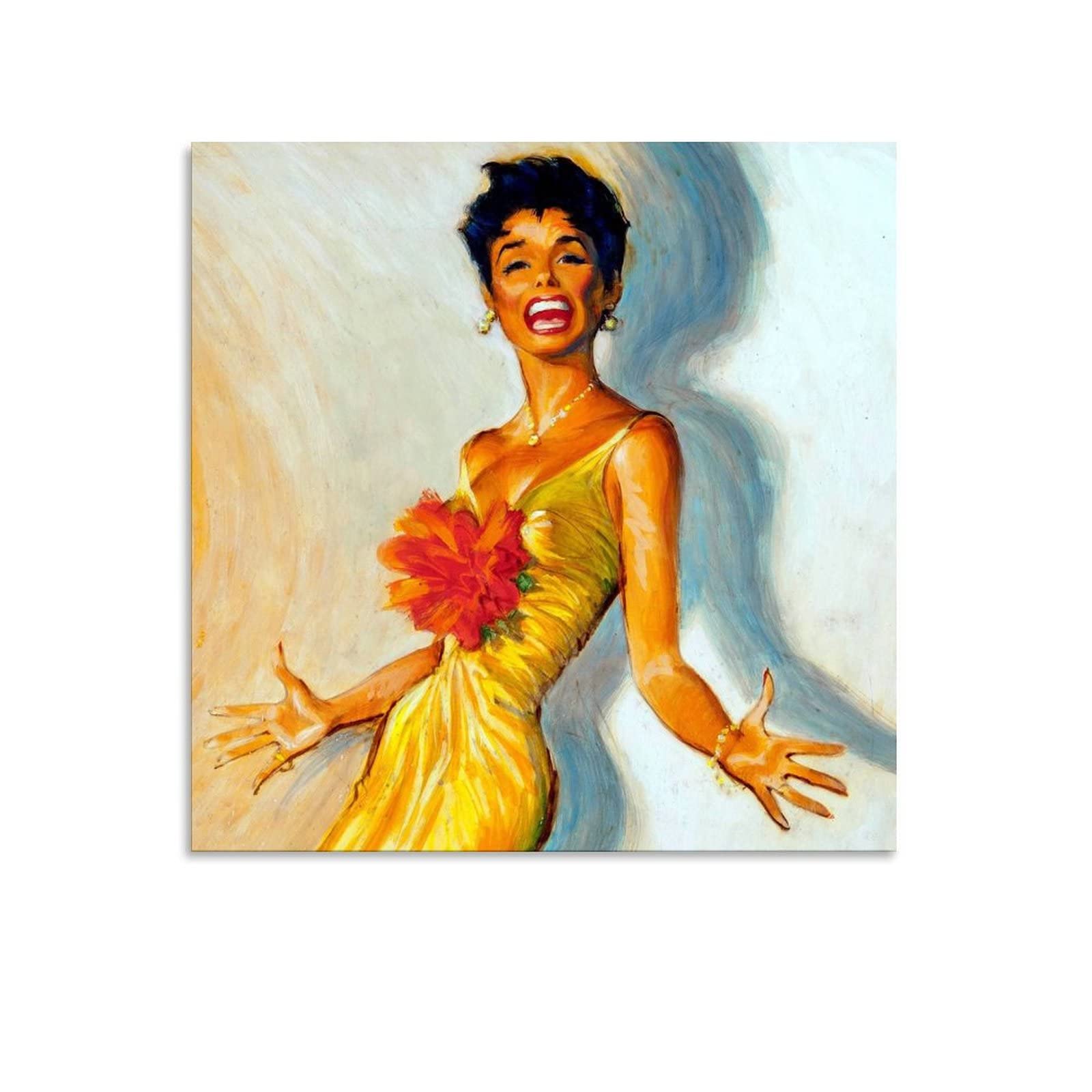 Lena Horne Vintage Poster - Yellow Dress Artistic Photo Canvas Wall Art Print (20x20 inches/50x50cm) - Perfect for Bedroom Decor, Living Room & Modern Home Interior Design