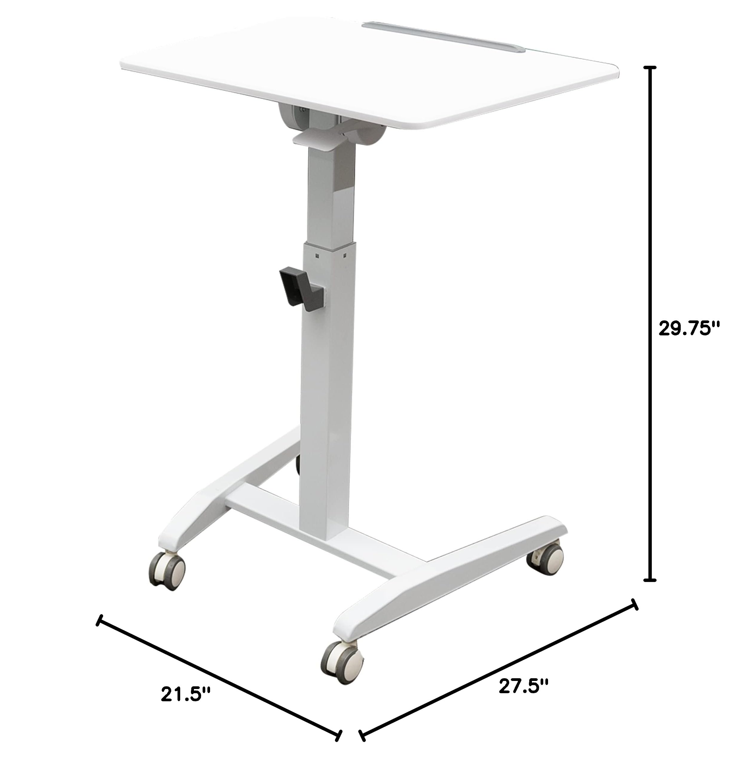Adjustable Standing Desk with Pneumatic Tilt-Top - Compact White Frame & 28