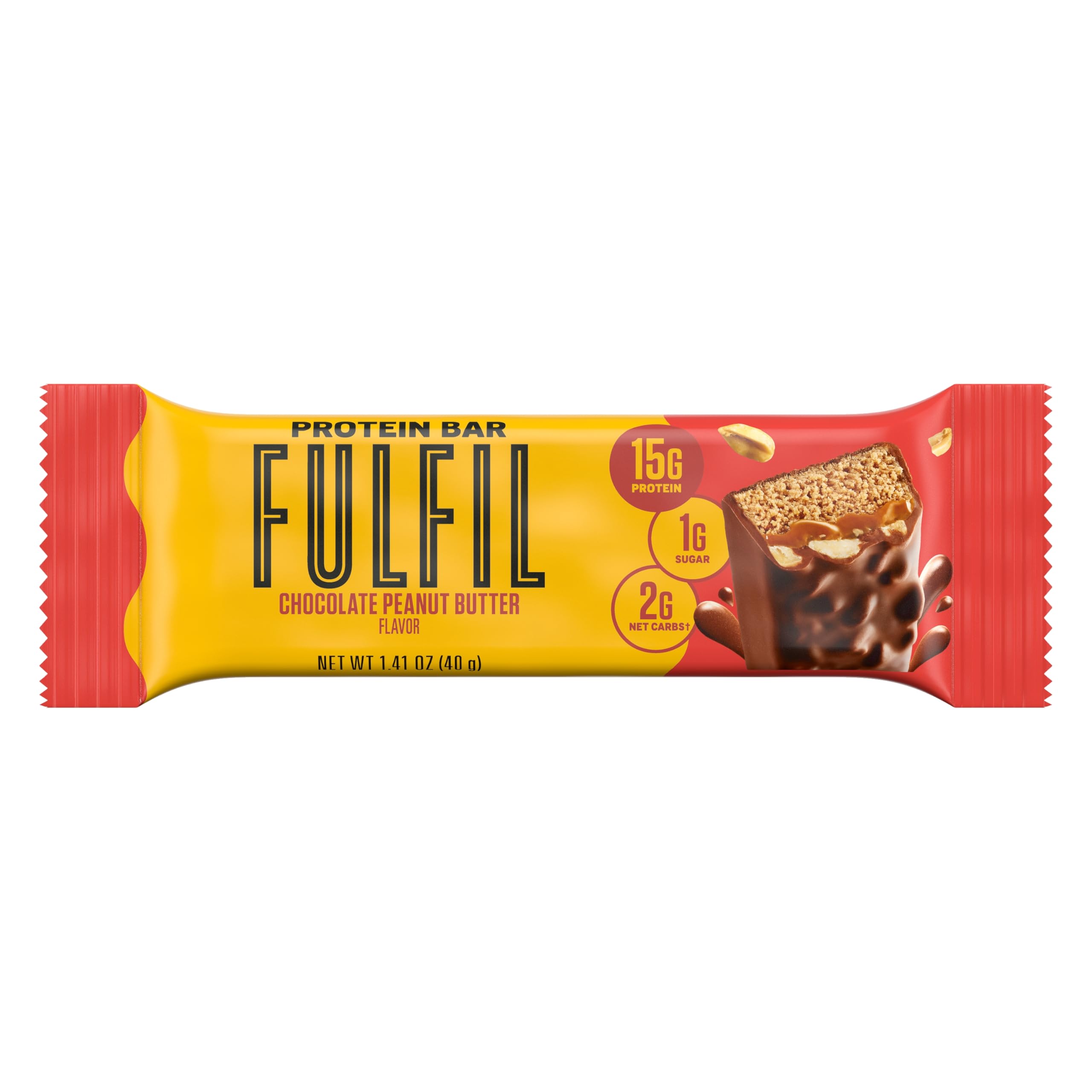 FULFIL High Protein Snack Bars - Chocolate Peanut Butter Flavor, 15g Protein per Bar, Gluten Free, Keto Friendly (Pack of 12) | Perfect for Workout Recovery, Office Snacks & Healthy On-the-Go Nutrition