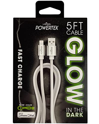 Liquipel Powertek Glow MFi Certified Fast Charging Cable for Apple iPhone iPad - 5ft Lightning to USB Cable Cord - Fast Charging & Durable (White) - Perfect for Home, Office, Travel & Car Charging