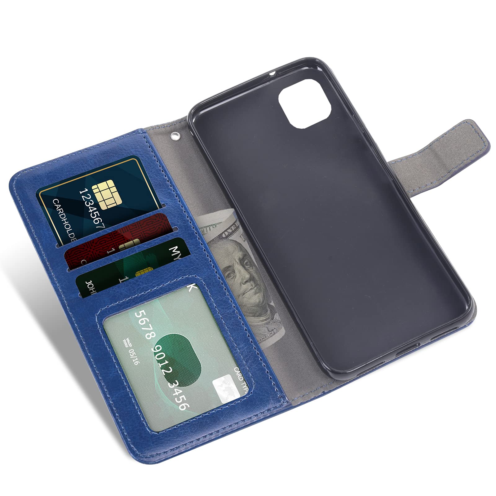 ASUWISH Leather Wallet Case for T-Mobile Revvl 5G/T790W - Flip Stand Card Holder with Tempered Glass Screen Protector | Compatible with TCL Revvl 5G | Stylish Blue Cover for Men & Women | Perfect for Daily Use, Travel & Business Meetings
