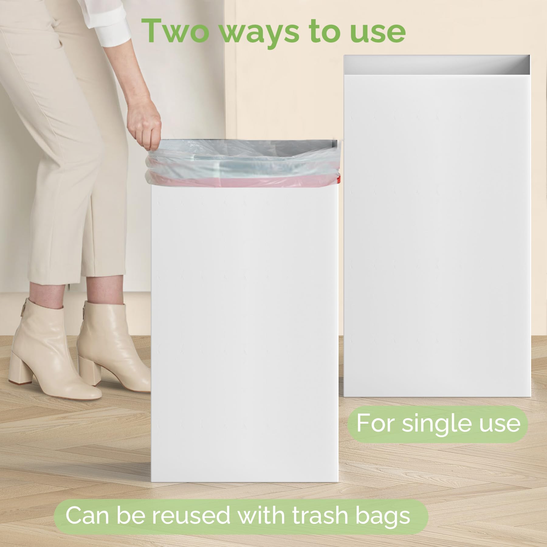 4 Pack Extra Large Disposable Trash Cans - 13 Gallon Heavy Duty Recycled Cardboard Garbage Bins (21.6