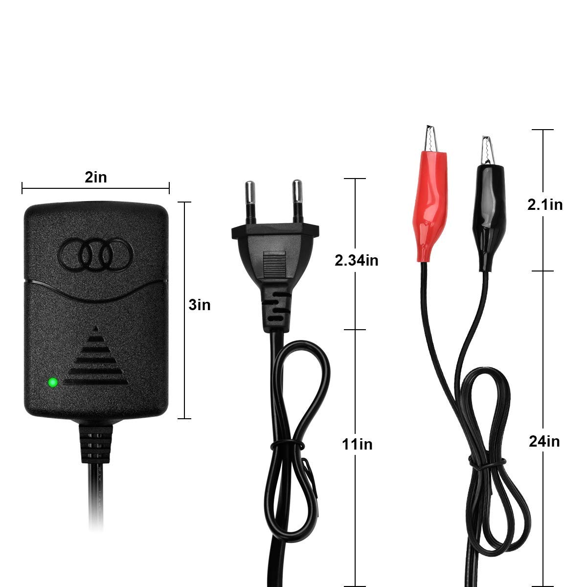 12V 1250mA Smart Trickle Battery Charger - Portable Car Battery Charger for 12V Lead-Acid Batteries - Ideal for Cars, Motorcycles, Boats & Seasonal Vehicles