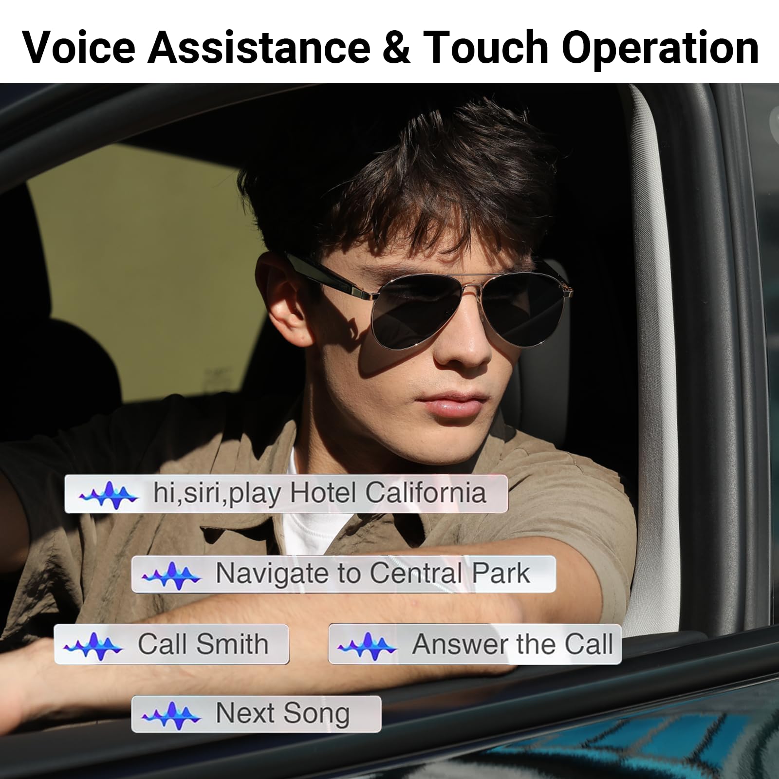 Smart Bluetooth Sunglasses for Men & Women - Wireless Aviator Audio Glasses with Open Ear Speakers, Voice Control, AI Assistant & Real-Time Translation | Perfect for Travel, Driving & Outdoor Activities