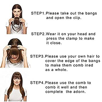KAVIN Clip-In Synthetic Hair Bangs | Natural Black Brown Hair Fringe Extension for Women & Girls | Perfect for Cosplay, Daily Wear & Hairstyling