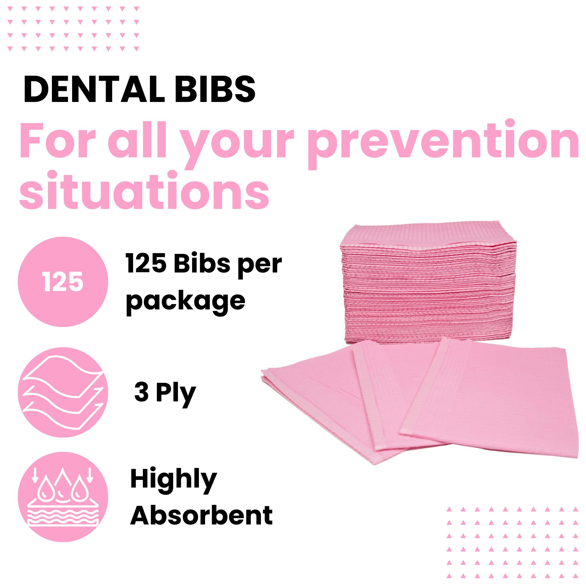 125 Pack Pink Disposable Dental Bibs 13