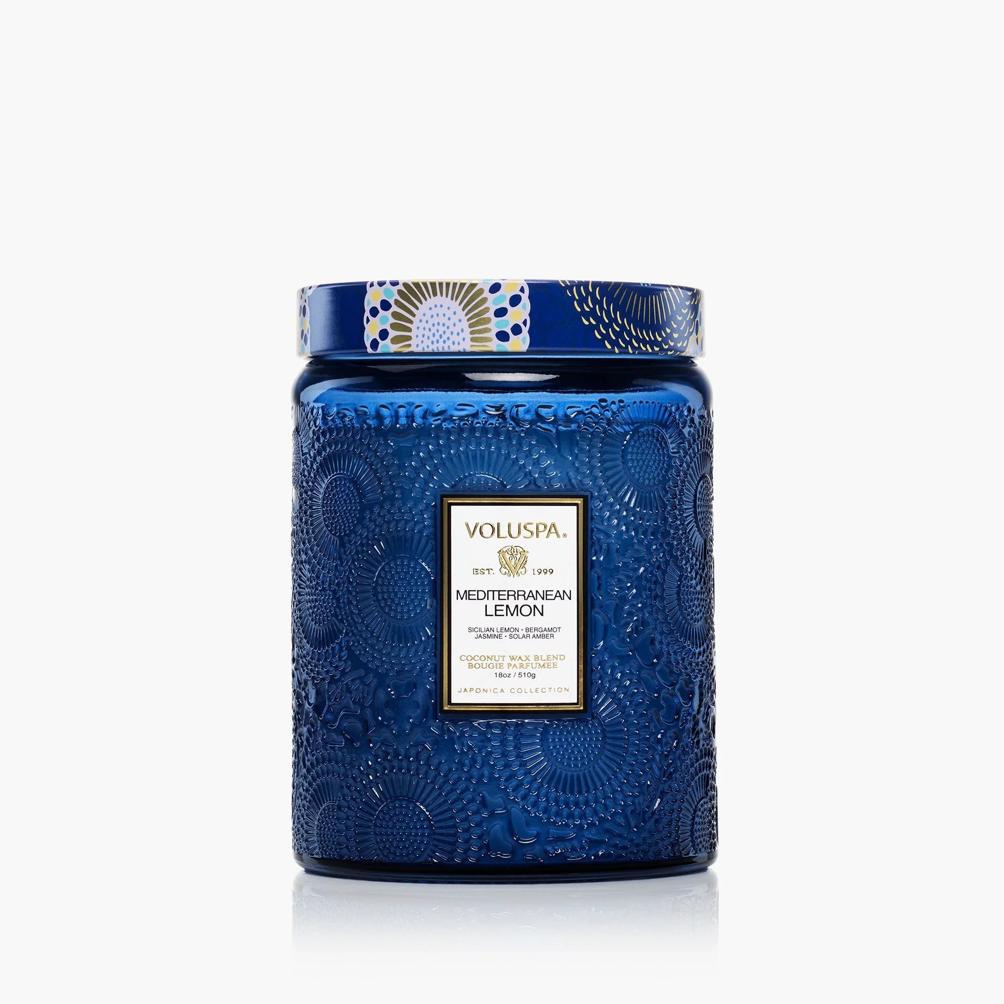 Mediterranean Lemon Scented Large Jar Candle - 18 oz Long-Lasting Aromatherapy Candle for Home, Spa & Relaxation