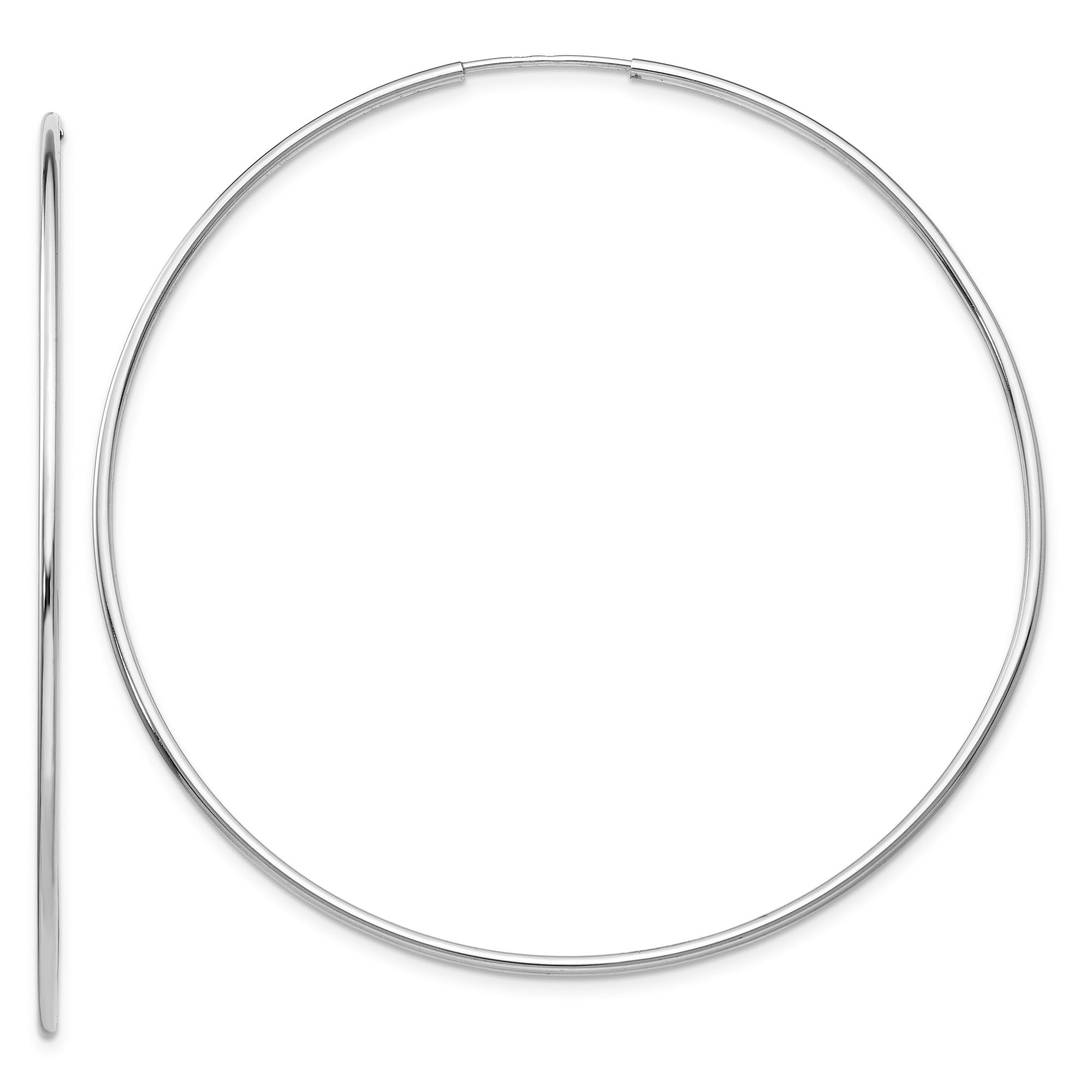 14K Solid White Gold Endless Tube Round Extra Large Hoop Earrings for Women - Elegant Statement Jewelry for Parties, Weddings & Everyday Wear