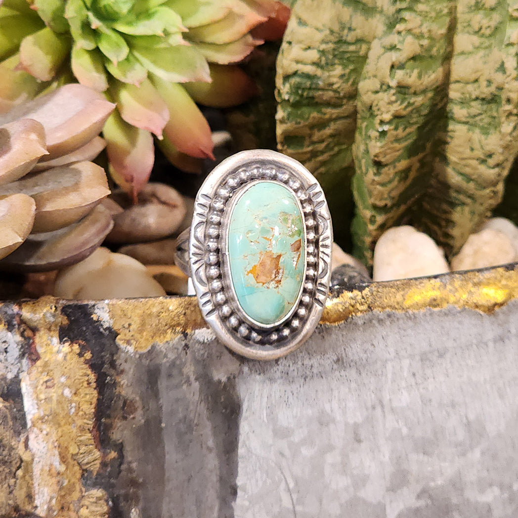 Reese Royston Turquoise Oval Ring - Handmade Sterling Silver Jewelry for Women, Boho Chic Statement Ring - Perfect for Everyday Wear, Gift Giving & Special Occasions