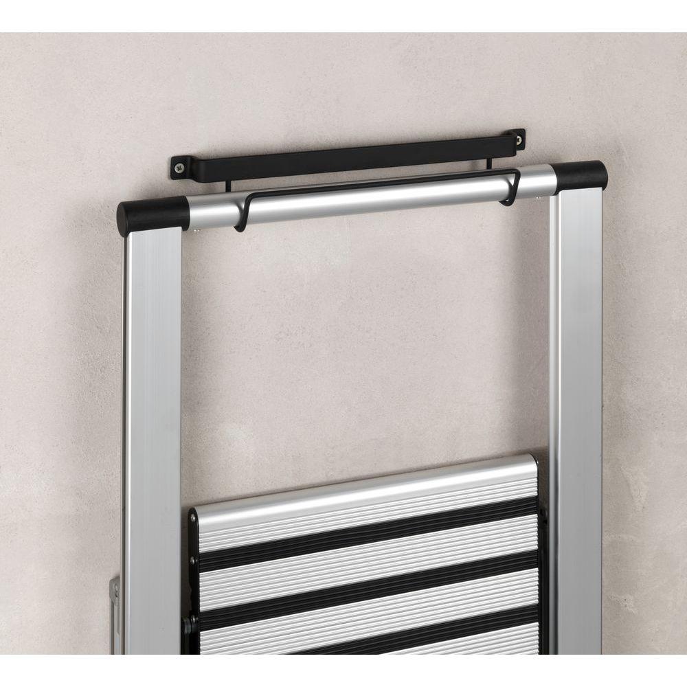 Wall Mounted Ladder Holder - Heavy Duty Black Metal Storage Rack for Garage, Workshop & Home Organization - Perfect for Storing Ladders, Tools & Equipment