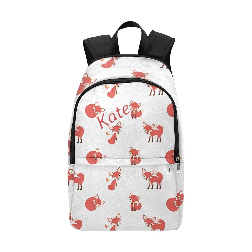 Custom Personalized Autumn Fox Backpack with Name - Stylish Travel Bag for Women & Men - Perfect for School, Hiking, and Outdoor Adventures