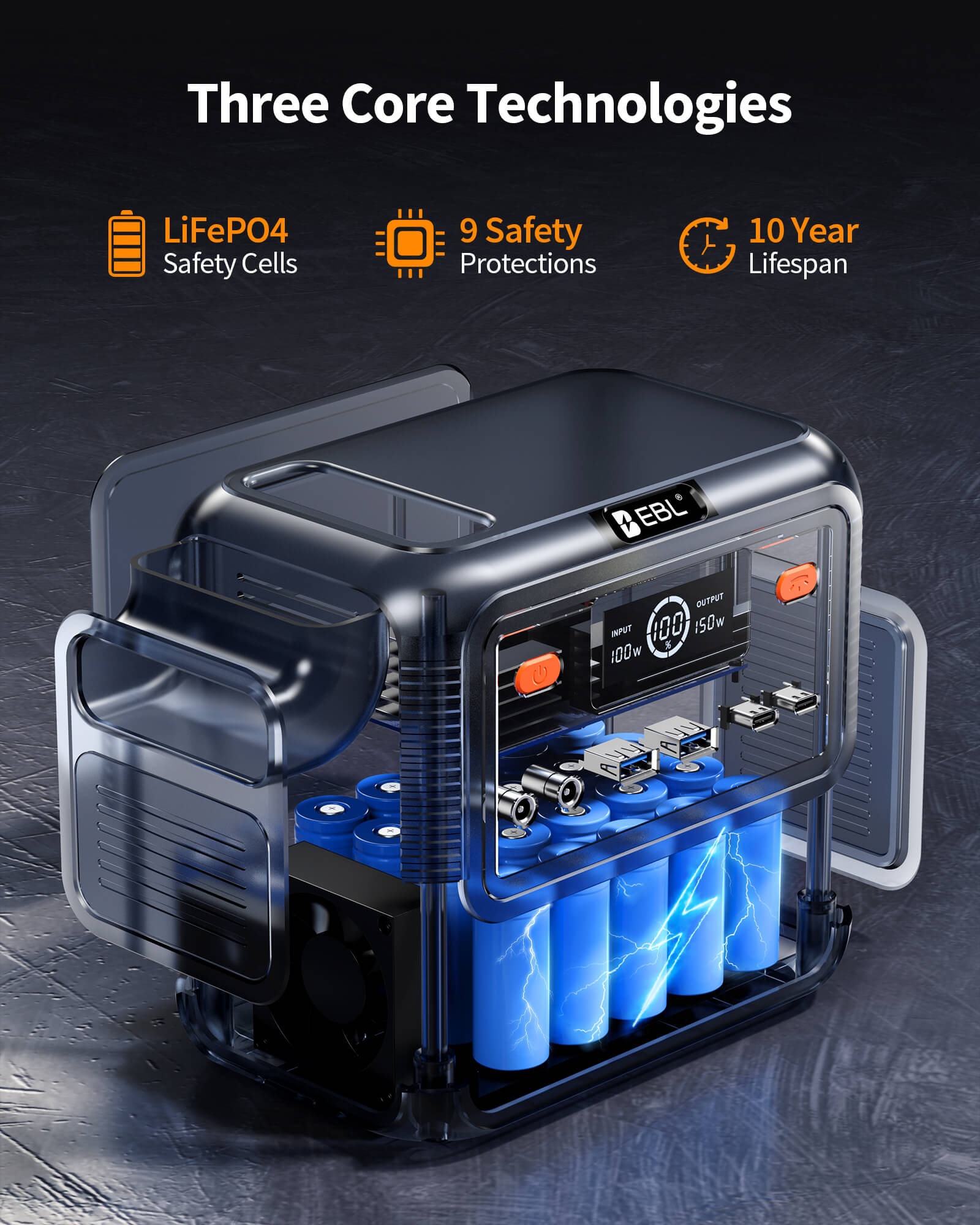 EBL 150W Portable Power Station - Compact & Lightweight Solar Generator for Camping, Outdoor Adventures & Emergency Backup Power