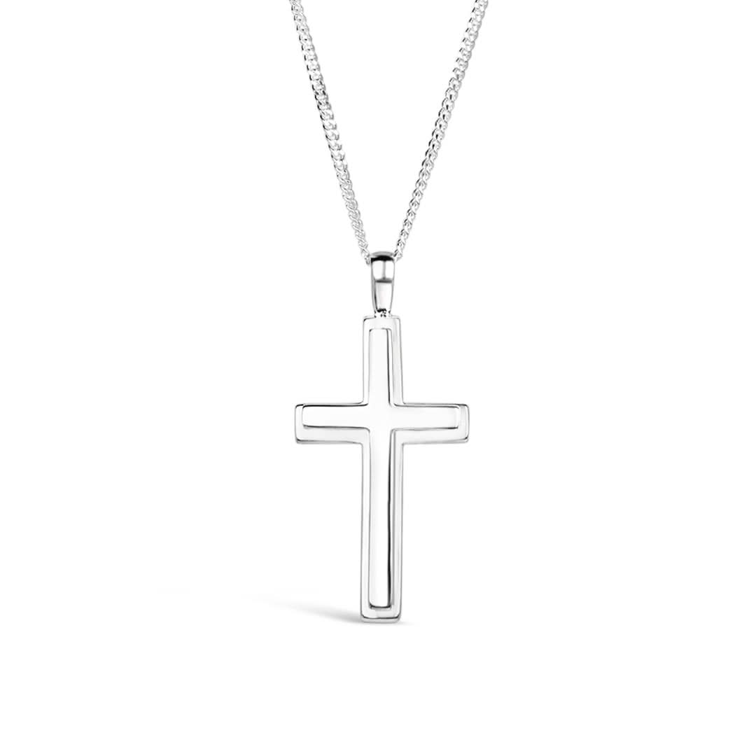 Men's Heavy Silver Cross Necklace - Religious Jewelry for Men - Perfect for Church, Gifts & Everyday Wear