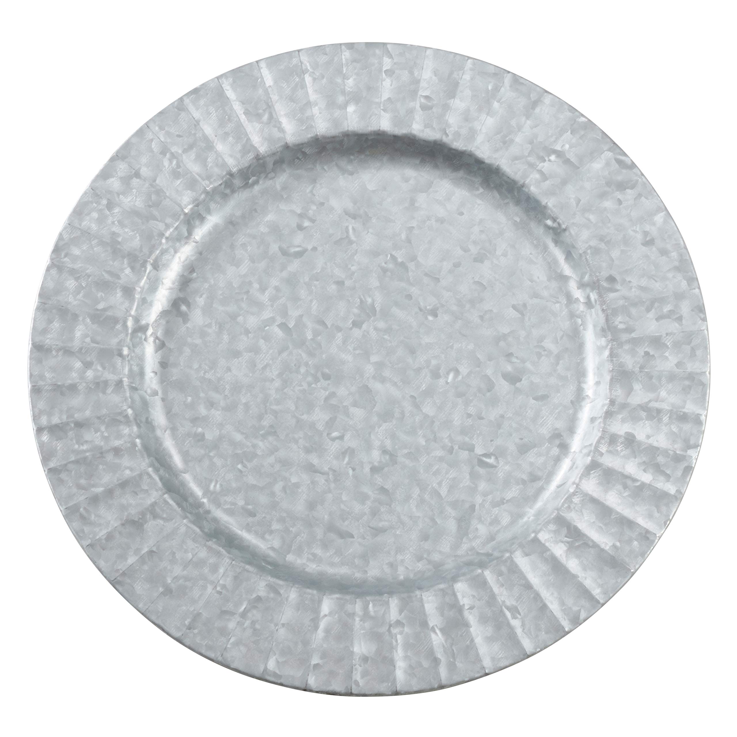 Elegant Metal Charger Plates with Ruffled Galvanized Design - Set of 4 - Perfect for Wedding, Dinner Party & Holiday Table Decor