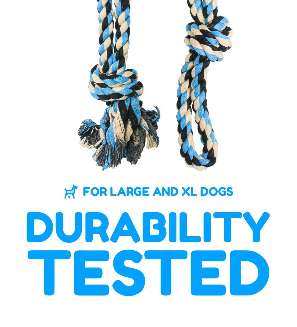 XL Durable Rope Dog Toy for Aggressive Chewers - Nearly Indestructible Chew Toy for Large Dogs, Supports Non-Profit Dog Rescue (Blue) - Perfect for Playtime, Training & Dental Health