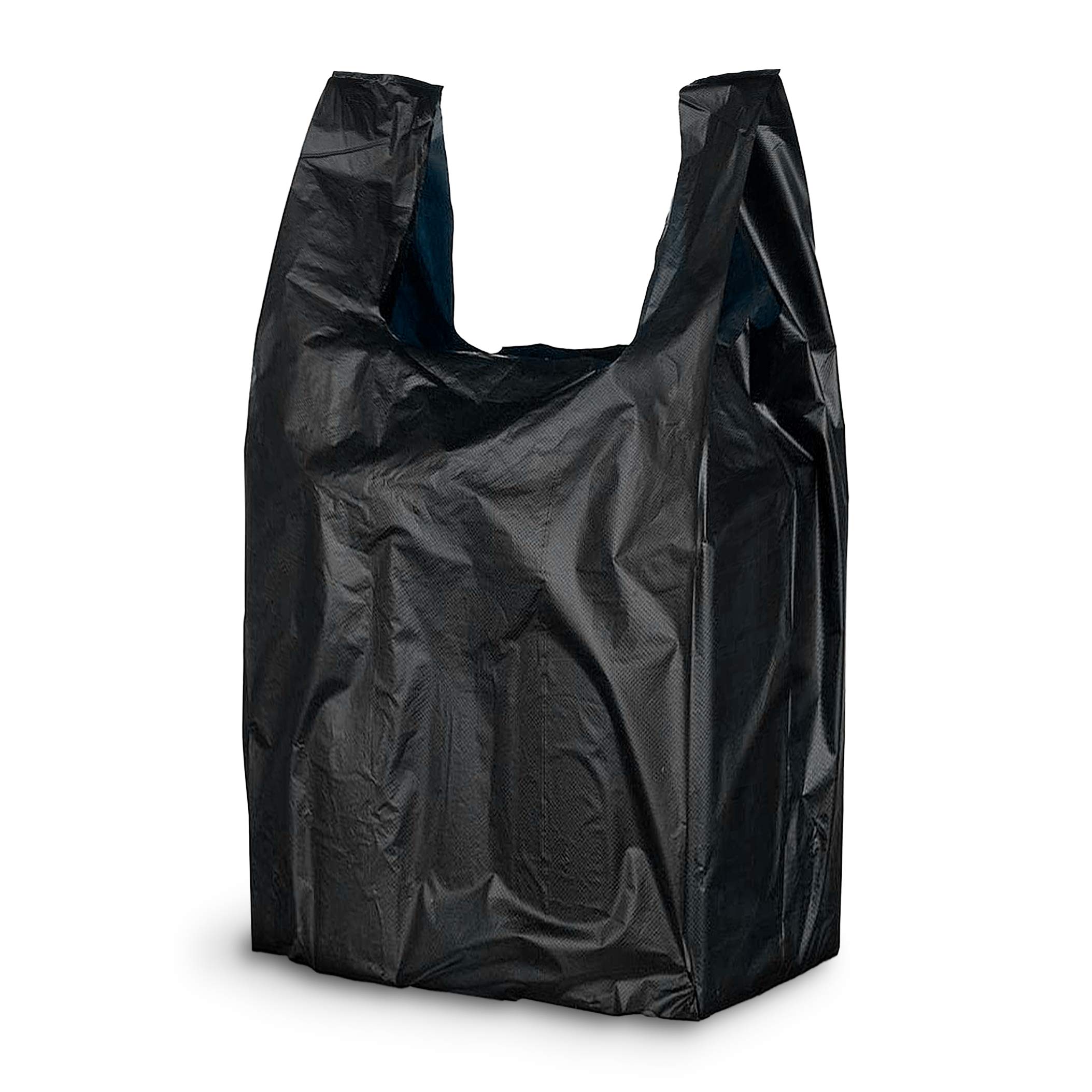 APQ 2000 Pack Black Plastic Bags 6x3x12 Inches - 0.65 Mil Thickness Unprinted T-Shirt Shopping Bags with Handles | Durable Polyethylene Carry-Out Bags for Retail Stores, Groceries, Clothing Boutiques & Party Favors