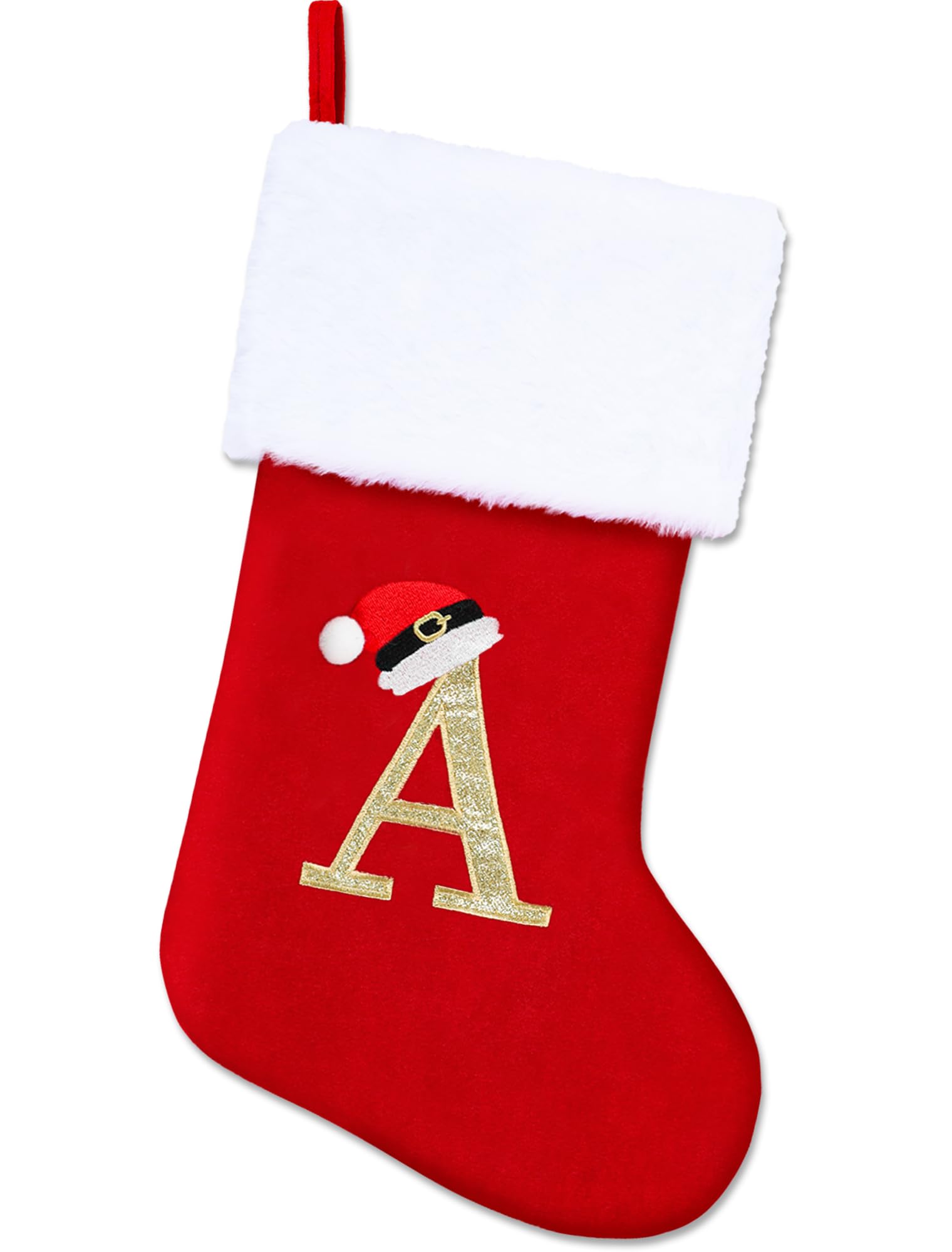 Personalized 20 Inch Monogram Christmas Stockings with Red Velvet & White Plush Cuffs - Custom Family Holiday Decor for Fireplace, Xmas Tree & Gift Giving - Perfect for Christmas Decorations & Festive Home Styling