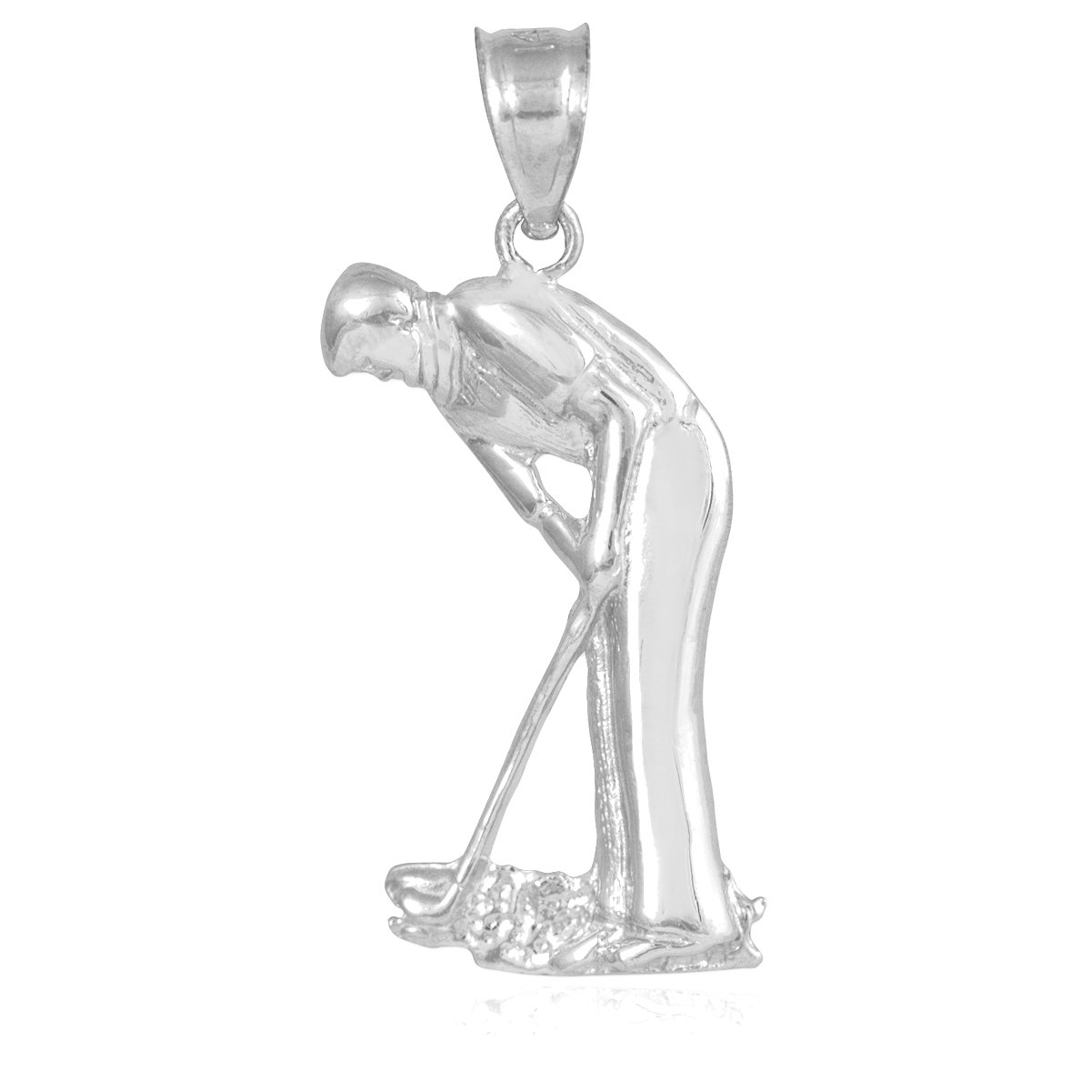 10K White Gold Golf Putter Charm Pendant Necklace for Men & Women – Perfect Gift for Golf Lovers & Sports Enthusiasts – Ideal for Casual Wear, Golf Tournaments & Special Occasions