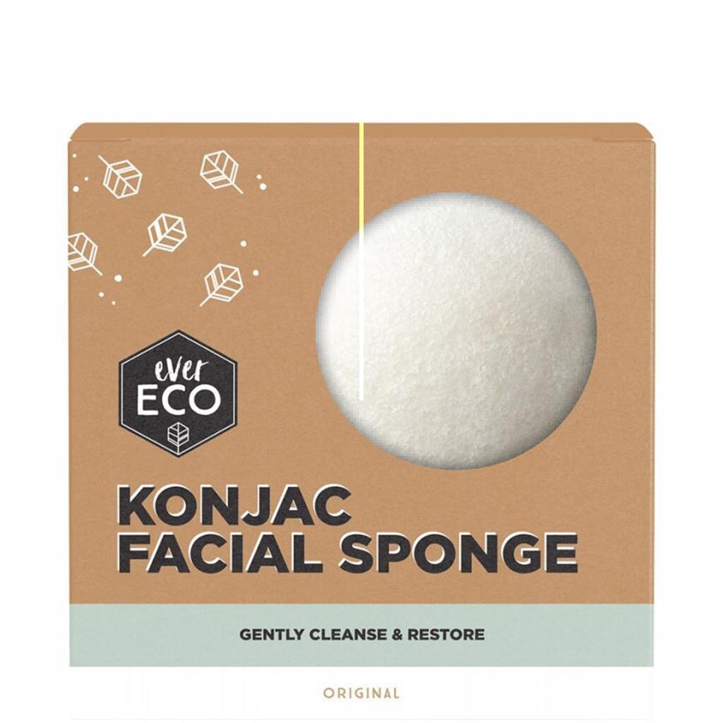 Ever Eco Konjac Facial Sponge - 100% Natural & Organic Cleansing Sponge for Gentle Exfoliation & Deep Pore Cleansing | Perfect for Sensitive, Acne-Prone & All Skin Types | Use for Daily Face Wash, Makeup Removal & Skin Detox