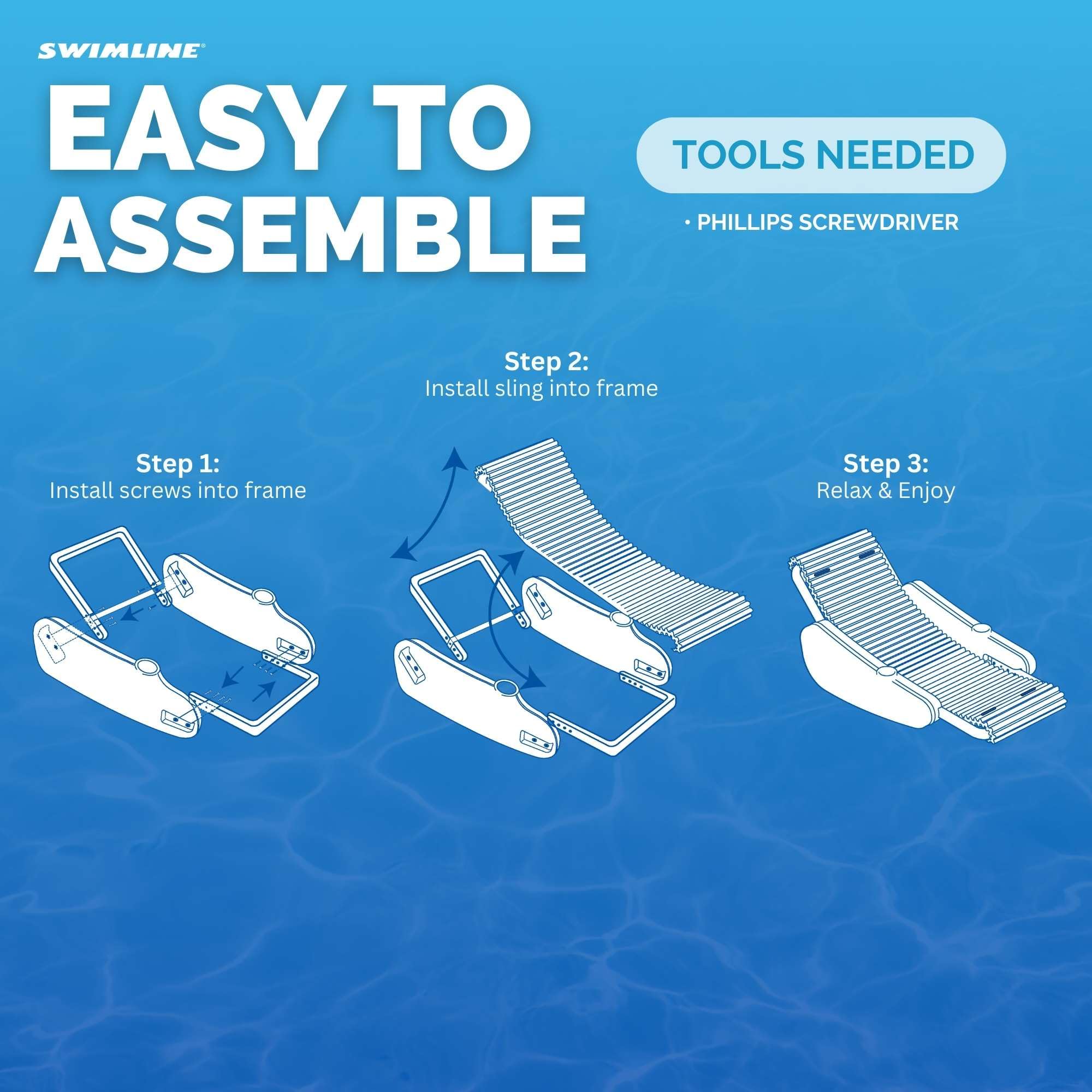 SWIMLINE ORIGINAL 10030M Sunchaser EVA Float Luxury Pool Lounger Chair - Premium Molded Frame & Pontoon Design for Adults - Durable Inflatable Pool Floats for Relaxation - Perfect for Swimming Pools, Lakes, and Beach Vacations