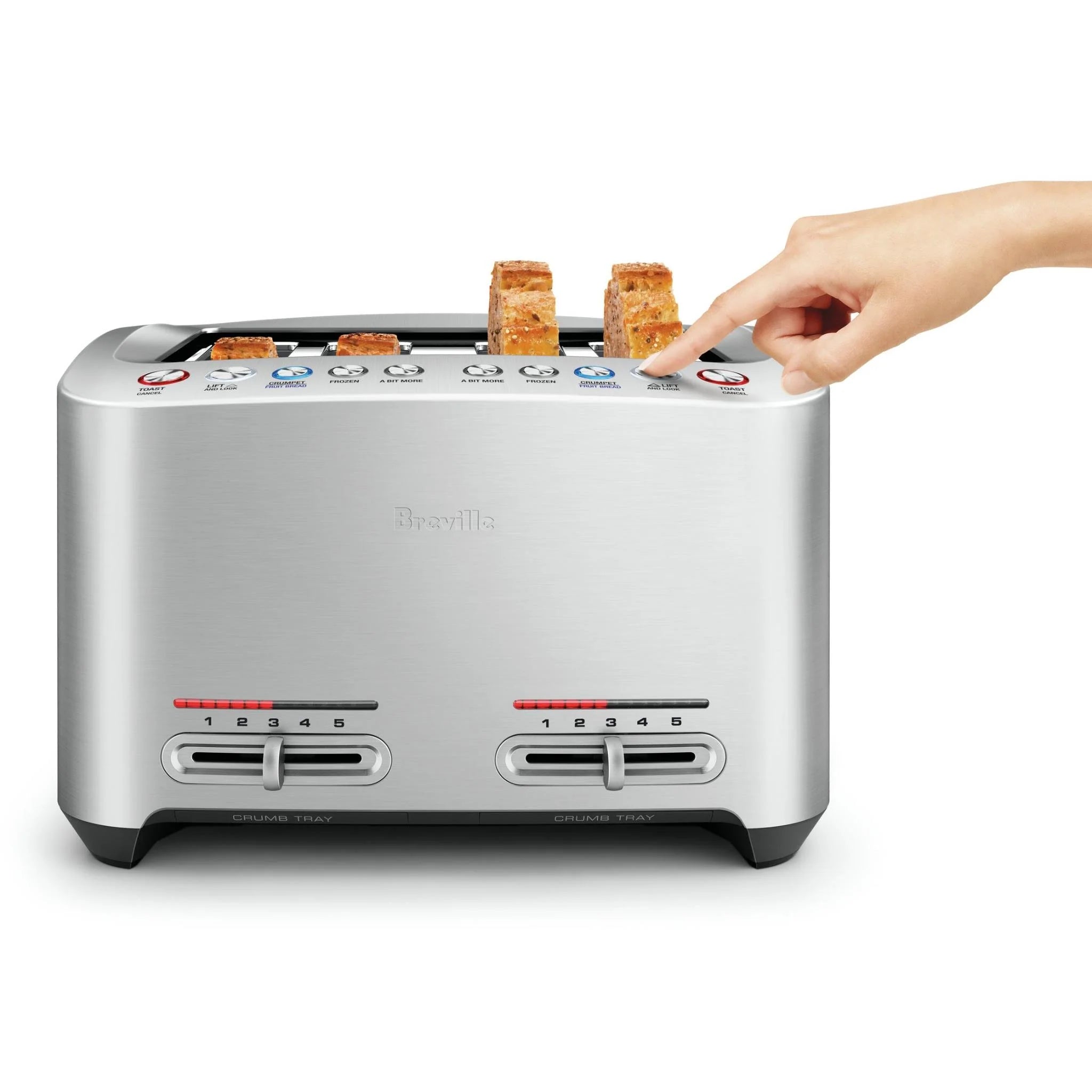 Breville The Smart Toast 4-Slice Toaster - Stainless Steel Long Slot Toaster with Smart Shade Control & Auto Lift - Perfect for Breakfast, Brunch & Family Gatherings