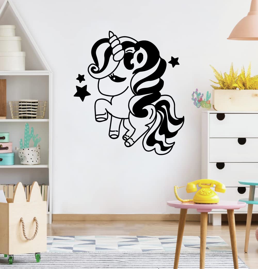 Magical Unicorn & Stars Wall Decal Stickers - 20x18 Inch Vinyl Wall Art for Kids Room, Nursery, Bedroom - Fun Home Decor for Girls & Boys - Perfect for Kindergarten, Playroom & Children's Bedroom Decor