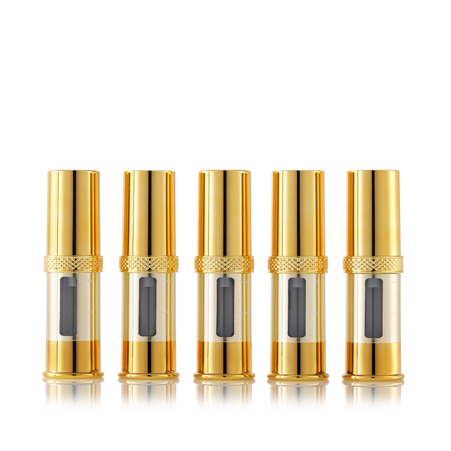1/3 oz Airless Cosmetic Pump Bottles - Refillable Travel Toiletry Containers with Cosmetic Bag (10ml, Pack of 5) for Skincare, Lotion, Serum & Makeup | Perfect for Travel, Gym & Daily Use