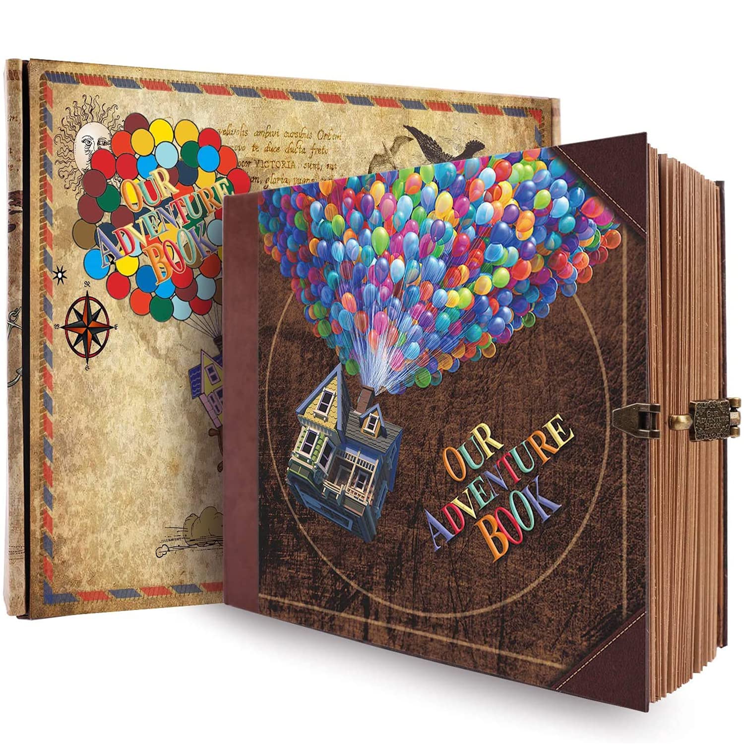 Retro Embossed Travel Scrapbook Photo Album - 8.9x7.7 Inch 146 Page Adventure Journal for Couples, Wedding & Anniversary Memory Book | Perfect for Romantic Getaways, Honeymoon Keepsakes & Special Occasion Gift