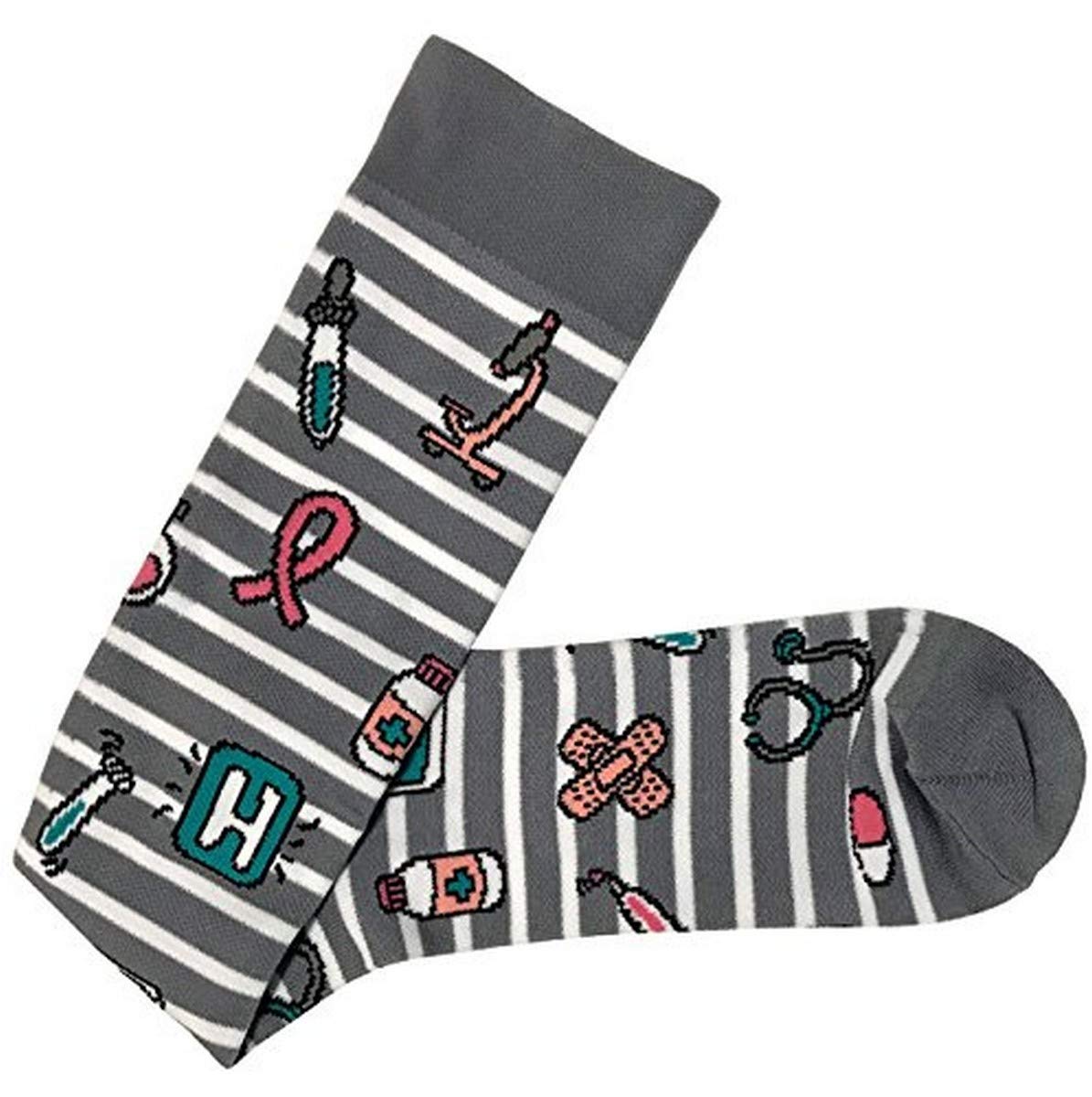 Prestige Medical Premium Compression Socks for Women & Men - 15-20 mmHg Graduated Support, Grey Stripes Design - Ideal for Running, Travel, Nursing & Varicose Vein Relief