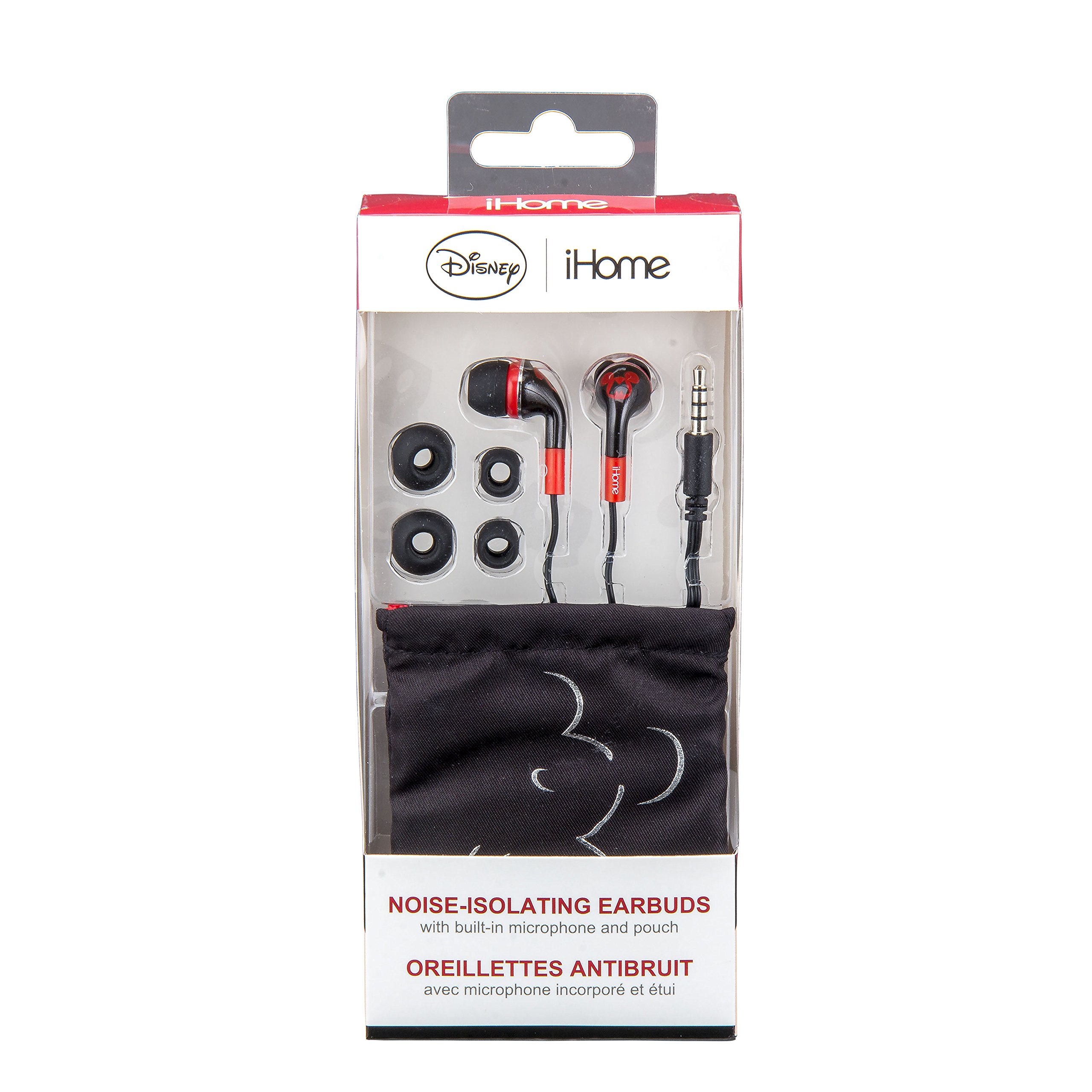 Disney Mickey Mouse Noise Isolating Earphones with Travel Pouch - Premium Sound Quality, Comfort Fit for Kids & Adults - Perfect for Travel, Commuting & Online Classes (Model DY-M153)