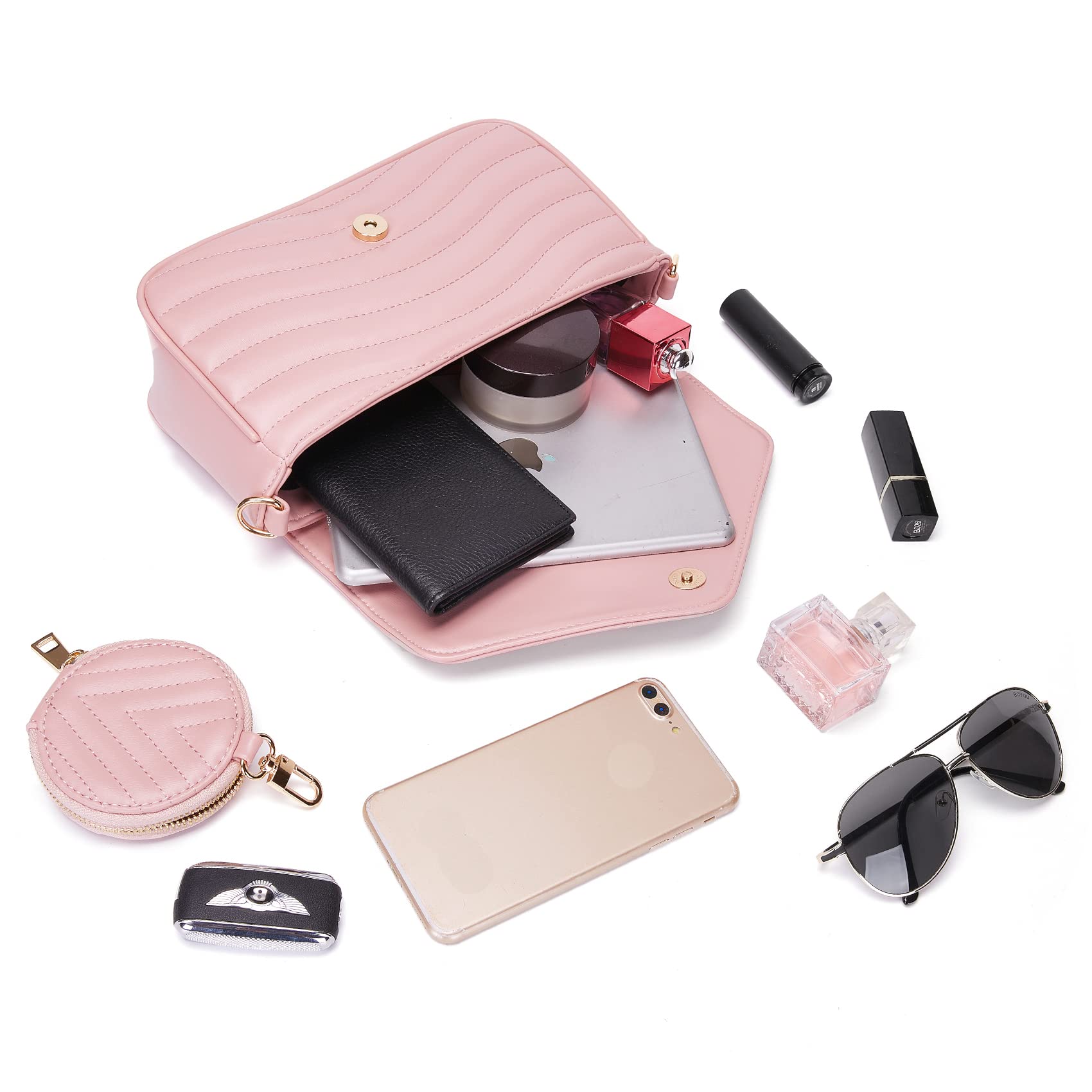 Quilted Crossbody Bag for Women - Stylish Designer Purse with Detachable Coin Pouch & 2 Size Options | Perfect for Travel, Shopping, and Everyday Use