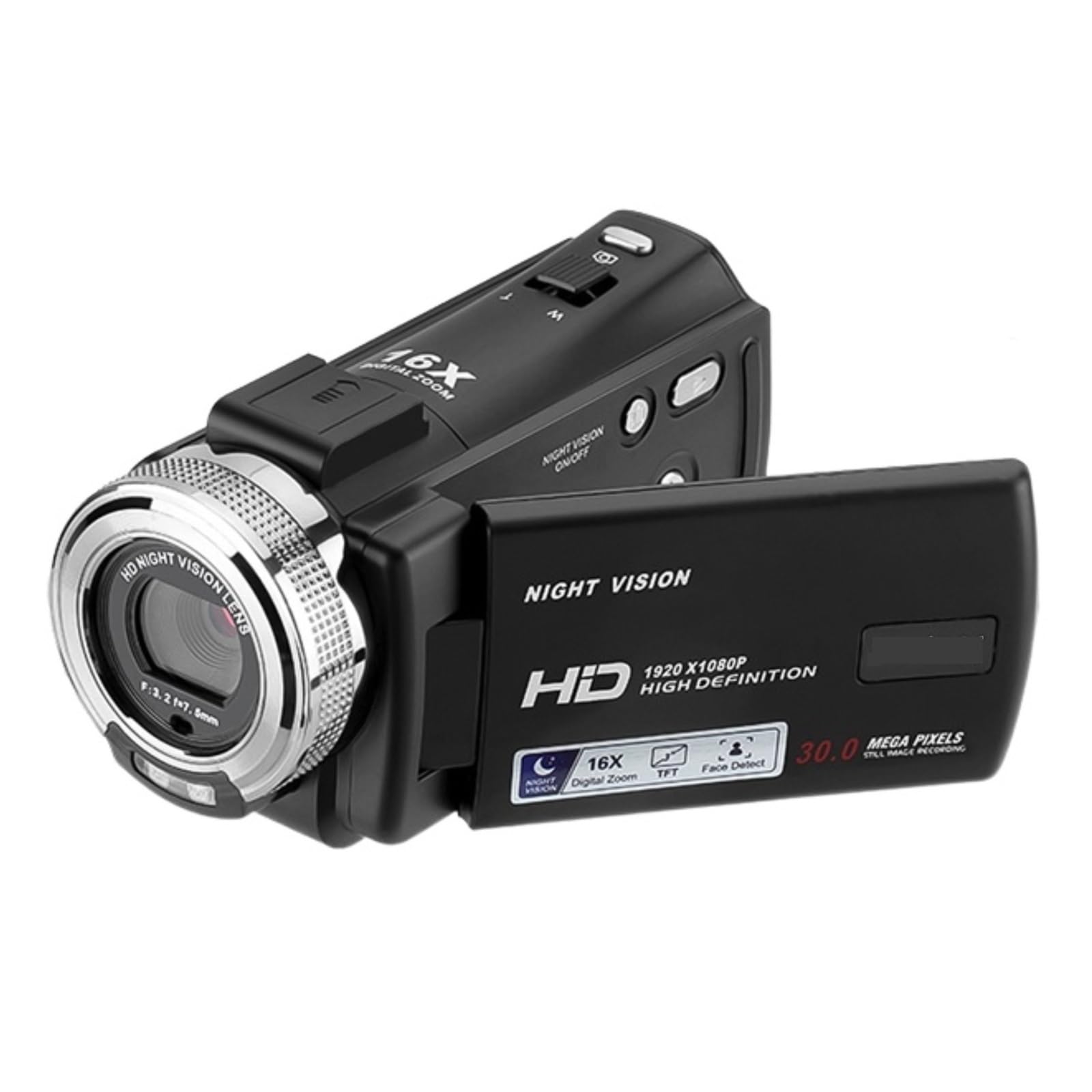 1080P 30MP HD Digital Video Camera with 16X Zoom & 3