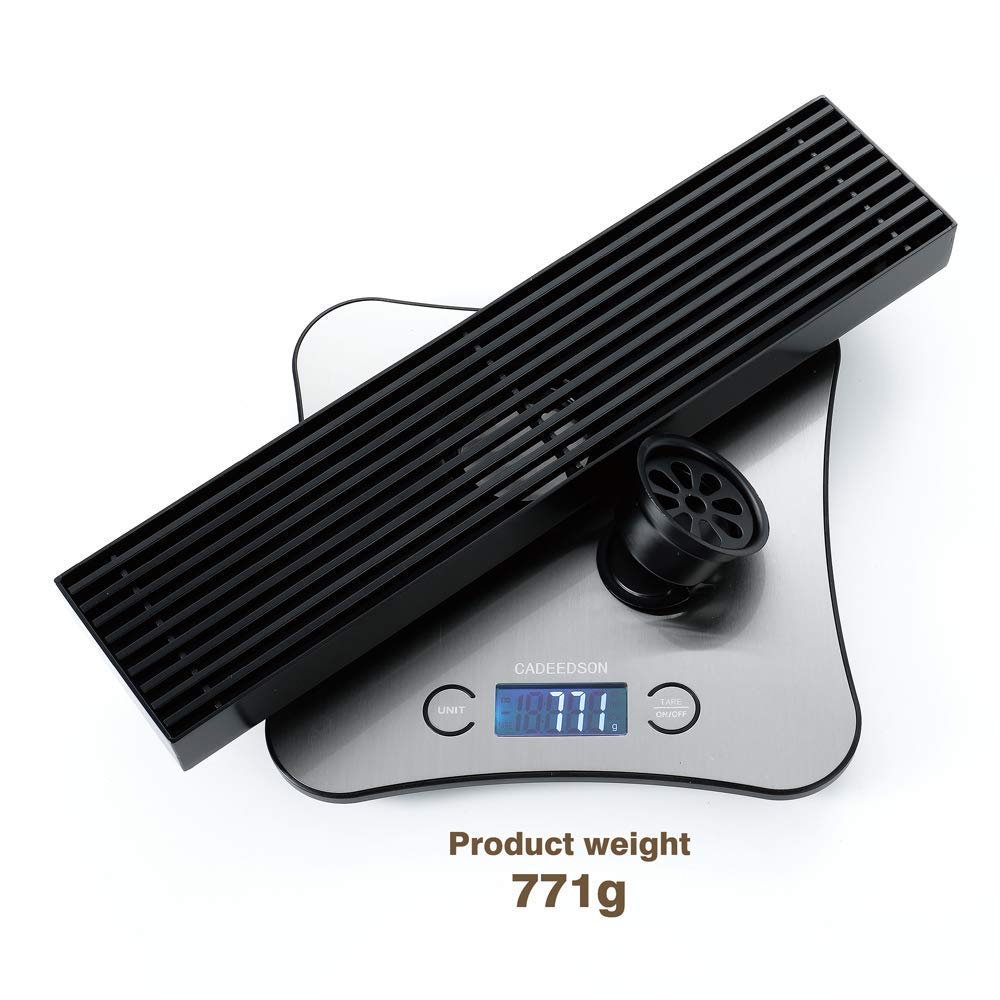 **30X7cm Black Stainless Steel Floor Drain - Rectangle Bathroom Hair Strainer & Kitchen Toilet Anti-Odor Drain - 304 Stainless Steel (Stainless Steel Color) - Perfect for Showers, Basins, and Laundry Rooms**