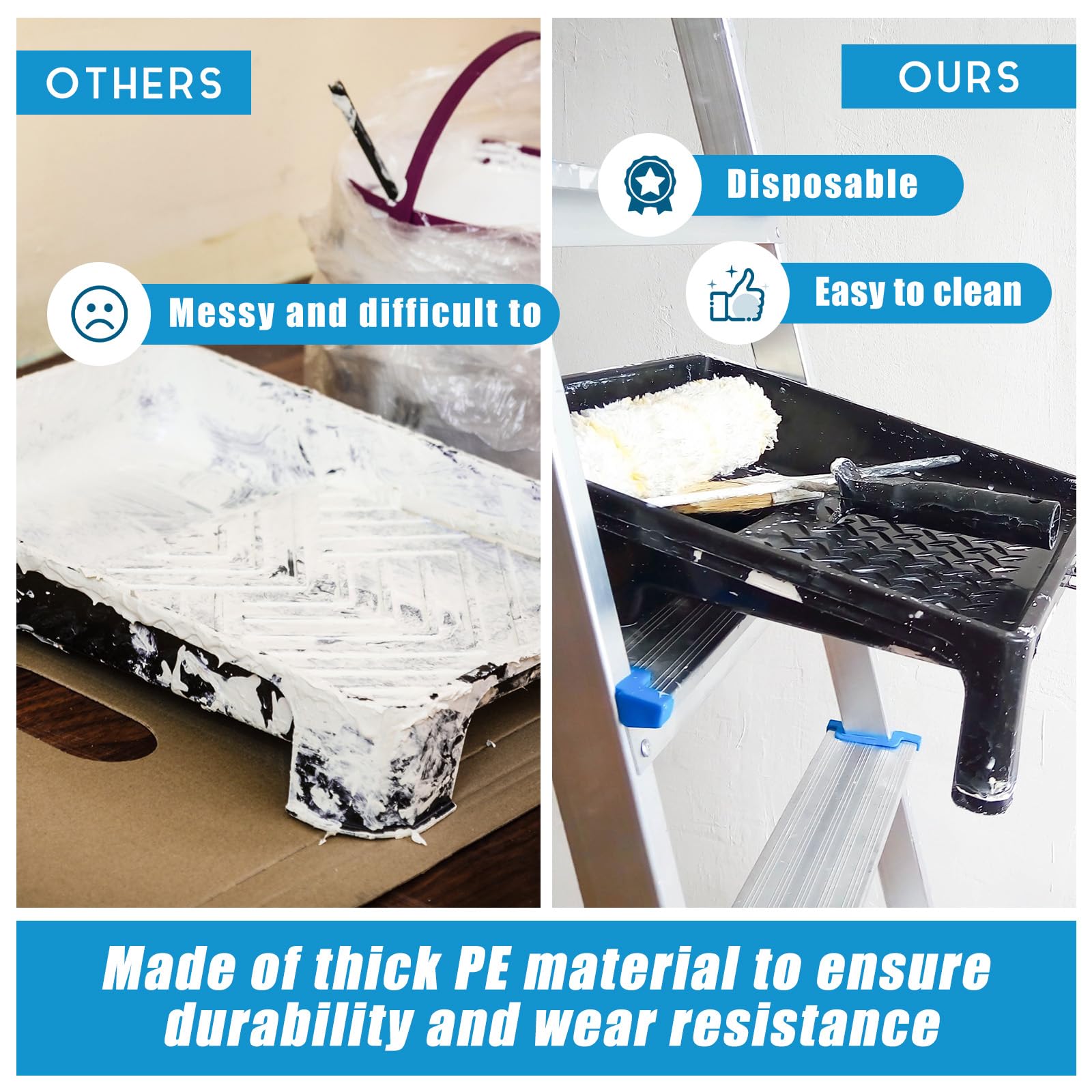 20 Pcs Heavy Duty Disposable Paint Tray Liners - 18 Inch Paint Roller Tray Liners for Easy Cleanup, Paint Pan Liners for Professional & DIY Painting Projects - Perfect for Home Renovation, Wall Painting & Craft Projects