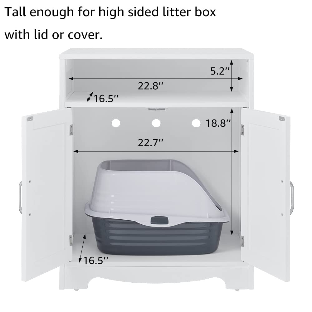 BeeNbkks Wooden Cat Litter Box Furniture - Hidden Washroom Enclosure with Cat House Nightstand, Indoor Pet Cabinet Crate for Home Decor | Perfect for Living Rooms, Bedrooms & Small Spaces