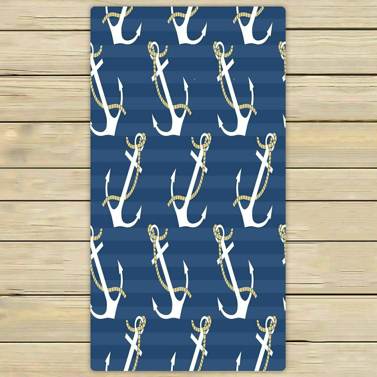 ECZJNT Soft & Absorbent Beach Bath Towel - 30x56 Inch Quick Dry Shower Towel for Home, Outdoor, Travel & Pool - Stylish Anchors Pattern for Summer & Vacation Use