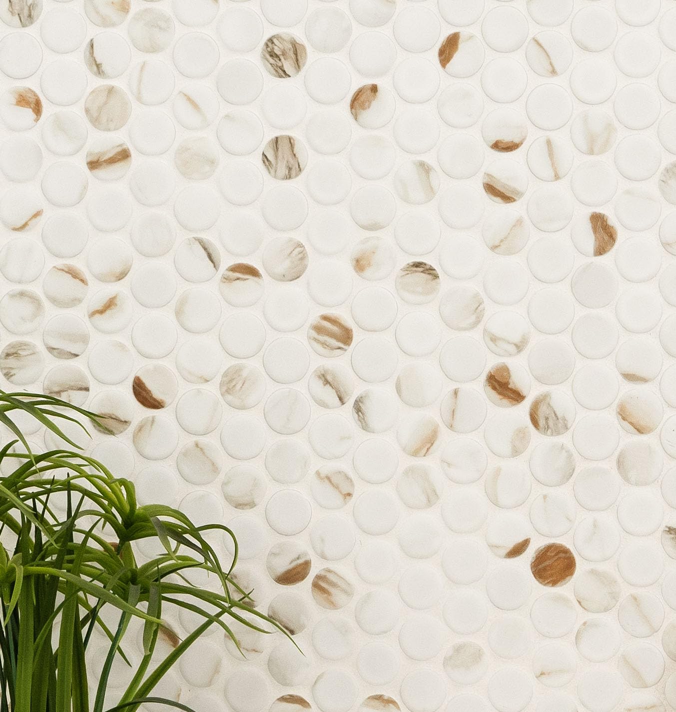 MSI Calacatta Gold 11x12 Inch Round Matte Porcelain Tile - Kitchen Backsplash, Bathroom Floor & Wall Tile, Shower Wall Mosaic - Premium Mesh-Mounted Ceramic Tiles for Modern Home Renovation