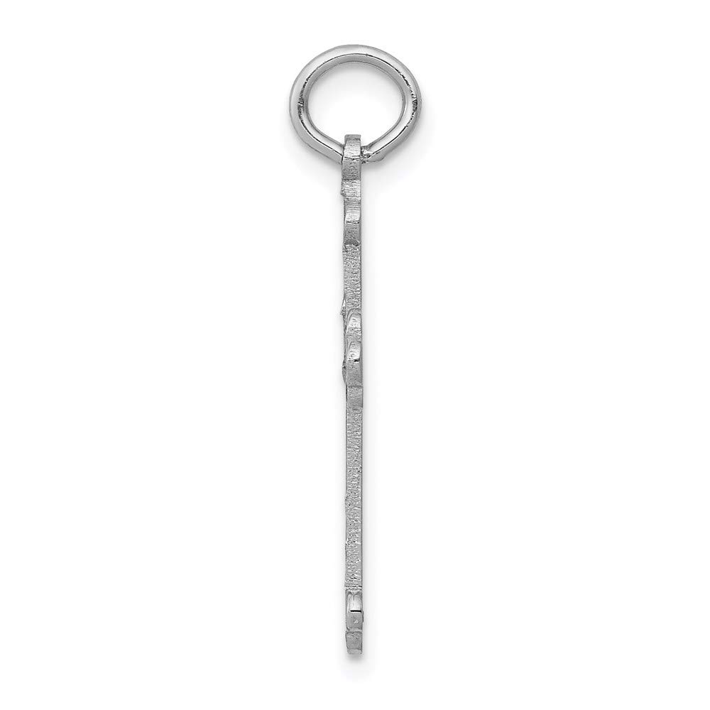 14k White Gold Laser-Engraved Cross Charm Pendant for Women - Elegant Religious Jewelry Gift for Baptism, Confirmation & Everyday Wear