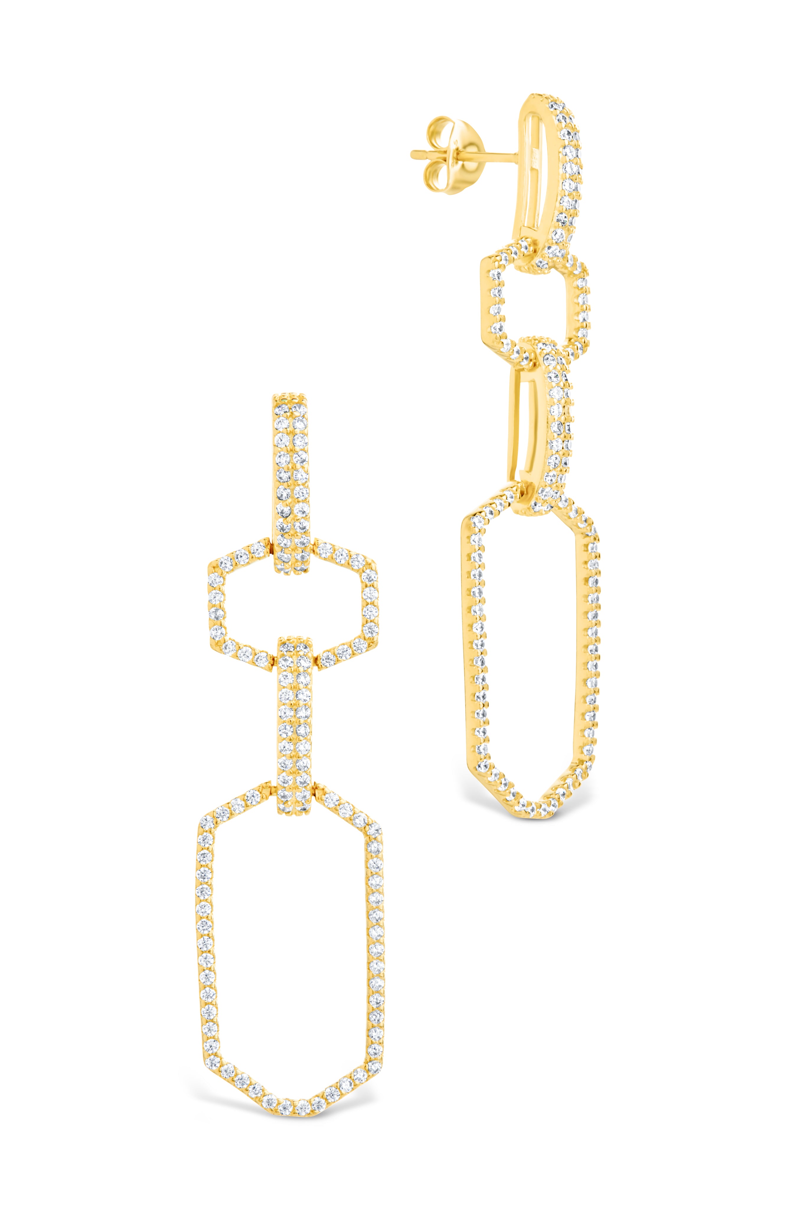 Harlene CZ Chain Link Drop Stud Earrings for Women - Sparkling Cubic Zirconia Dangle Earrings for Party, Wedding & Evening Wear