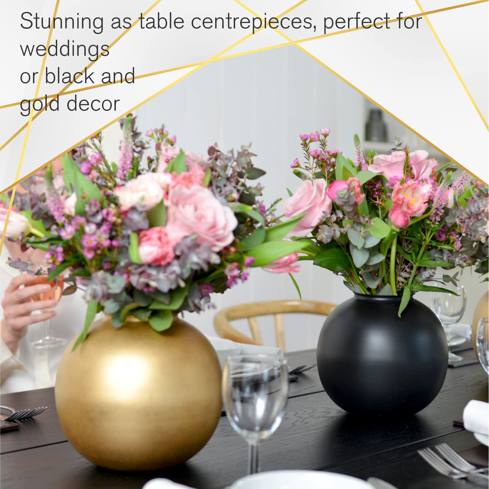 Walbrook Gold Vase - Elegant Decorative Flower Vase for Centerpieces, Wedding Table Decor & Home Décor | Perfect for Living Room, Dining Table & Special Events