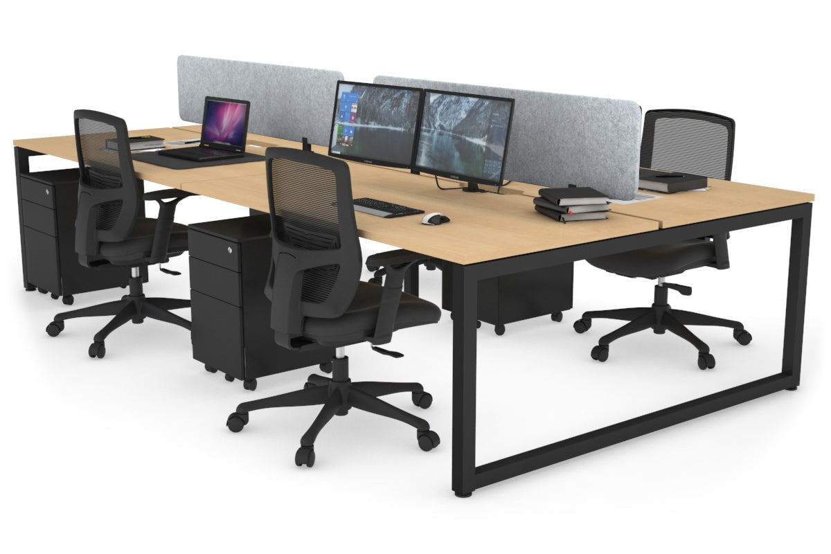 Quadro Loop Legs 4 Person Office Workstation - 1800L x 800W with Cable Management Scallop - Ideal for Collaborative Workspaces & Open Office Environments