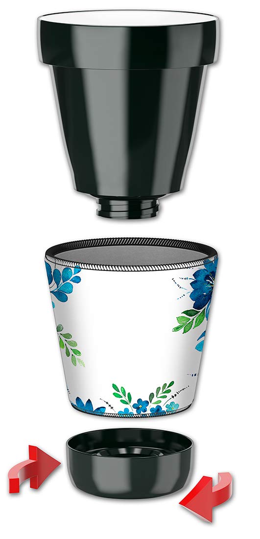 Mugzie 12oz Insulated Lowball Tumbler with Removable Wetsuit Cover - Blue Floral Design - Perfect for Iced Coffee, Cocktails & Outdoor Picnics