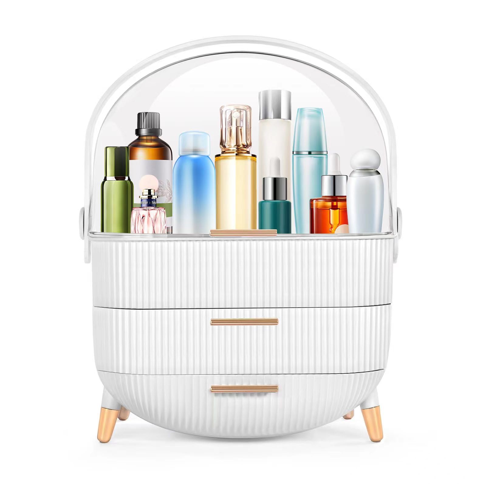 RMAN Makeup Organizer with Lid and Drawers - Cosmetic Storage Case for Vanity, Bathroom & Dresser - Perfect for Organizing Makeup, Skincare & Beauty Products on Countertops